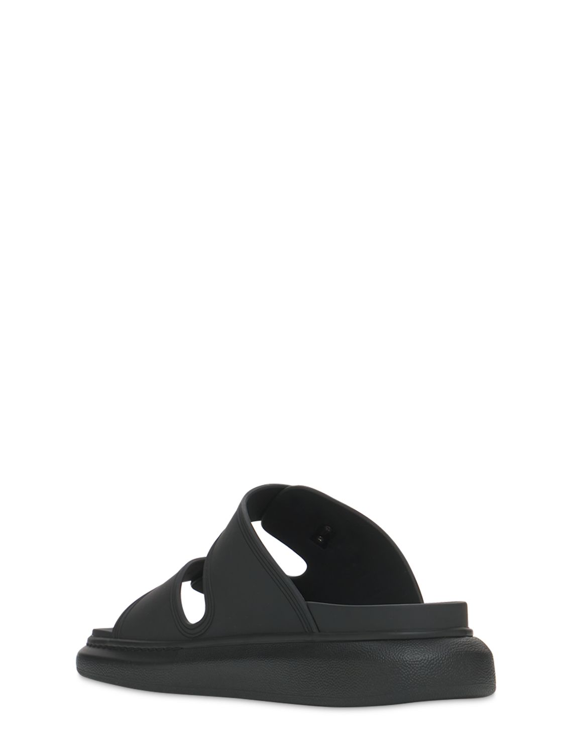 Shop Alexander Mcqueen 50mm Rubber Slide Sandals In Black