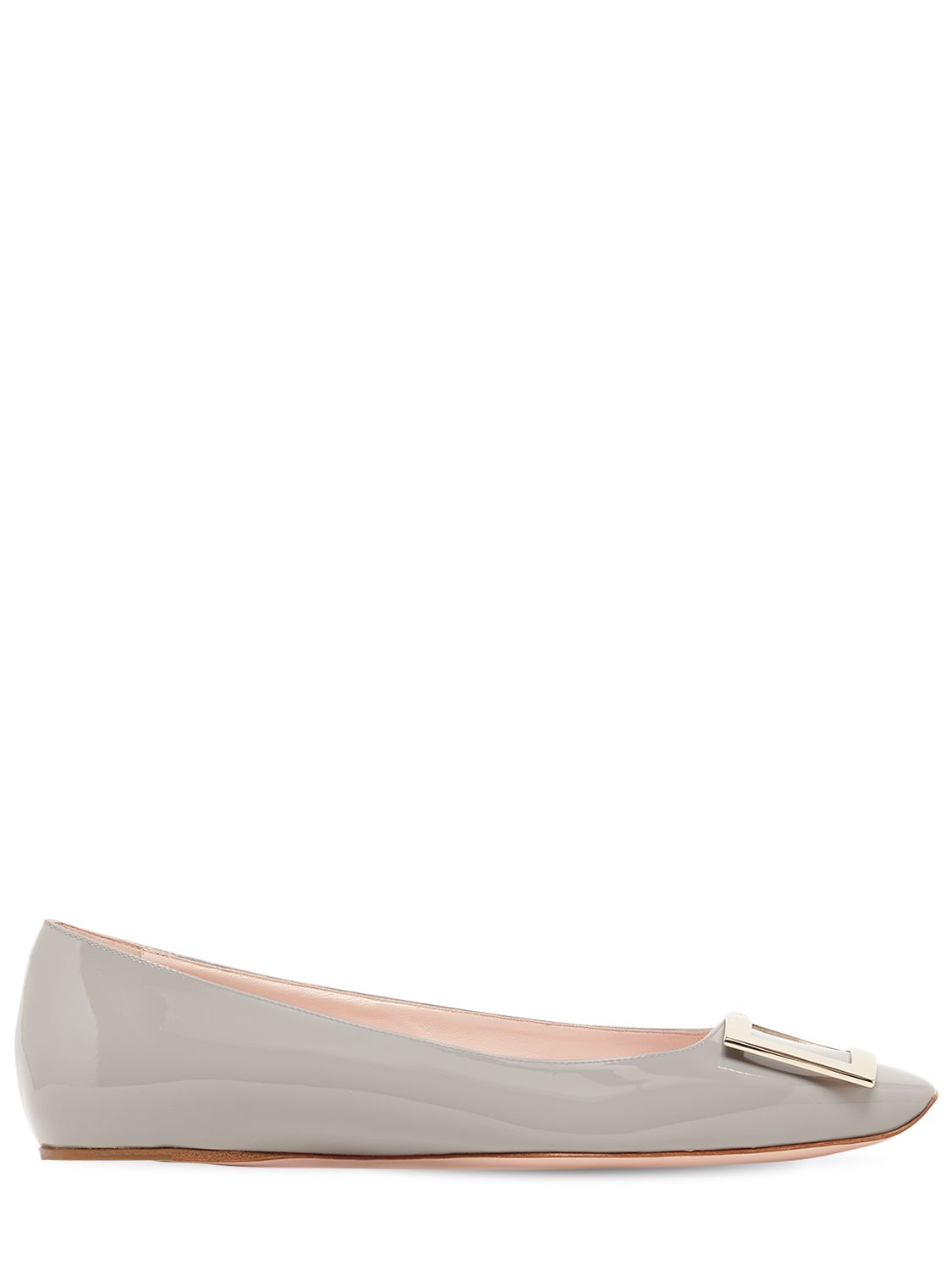 Roger Vivier 10mm Trompette Patent Leather Flats In Grey