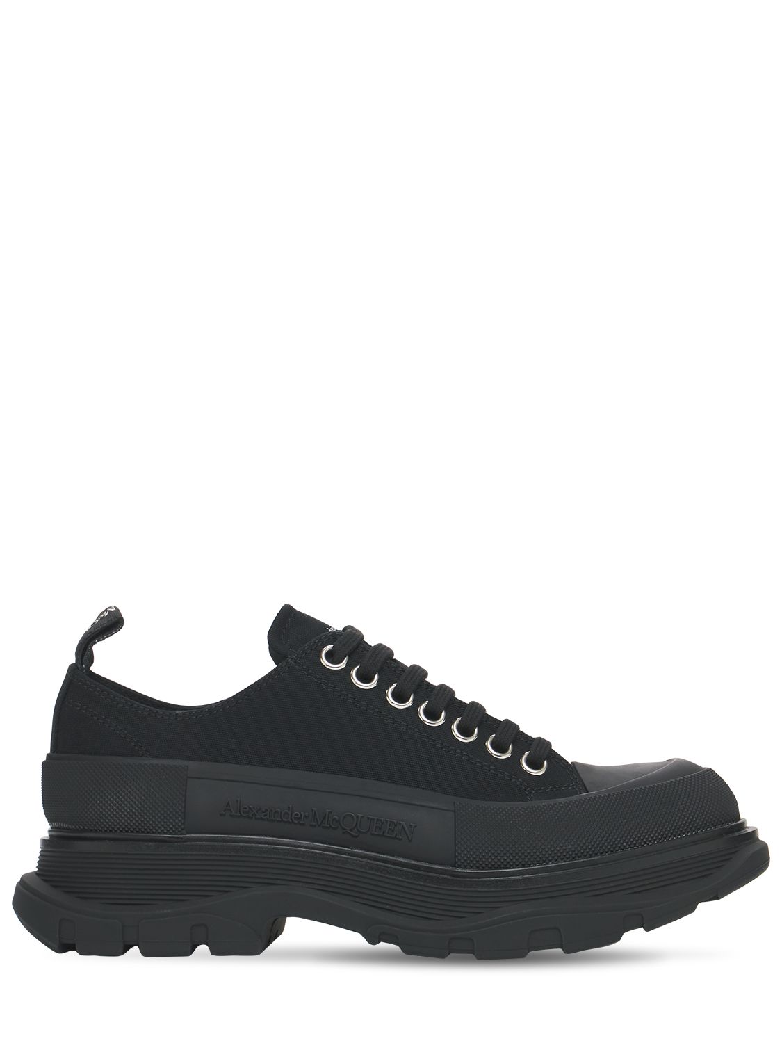 Alexander Mcqueen 45mm Tread Slick Canvas Sneakers In Black