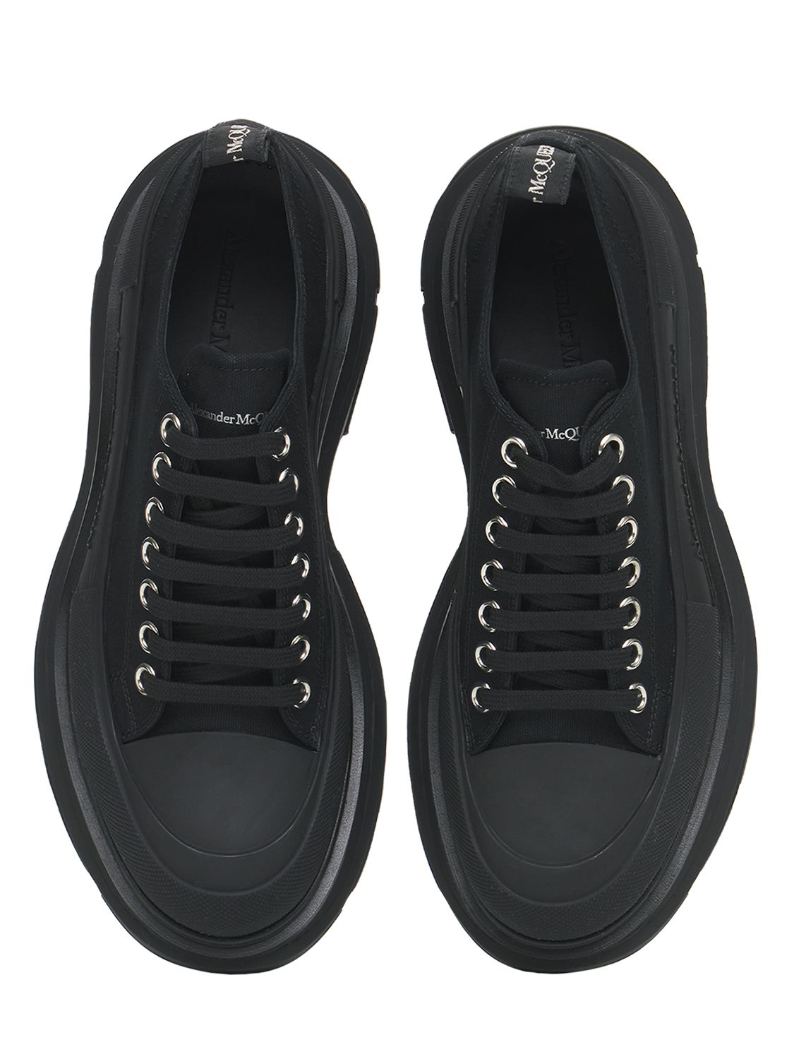 Shop Alexander Mcqueen 45mm Tread Slick Canvas Sneakers In Black
