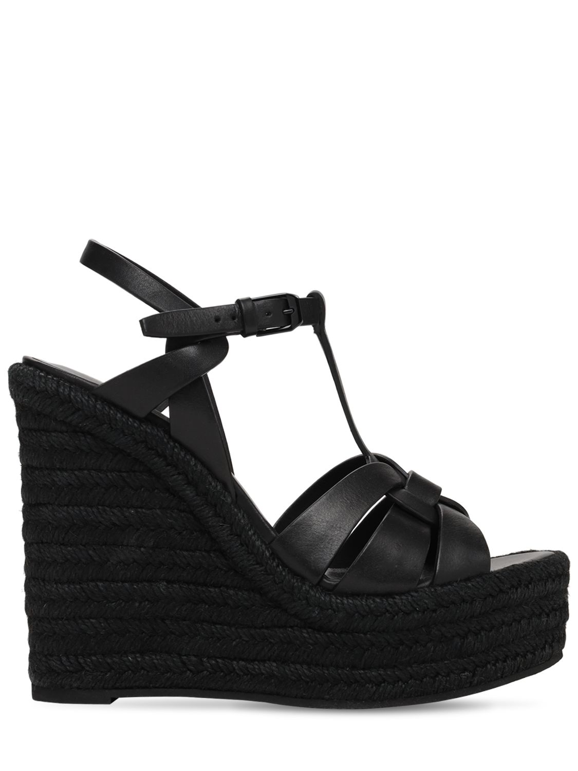 120mm Tribute Leather Espadrille Wedges