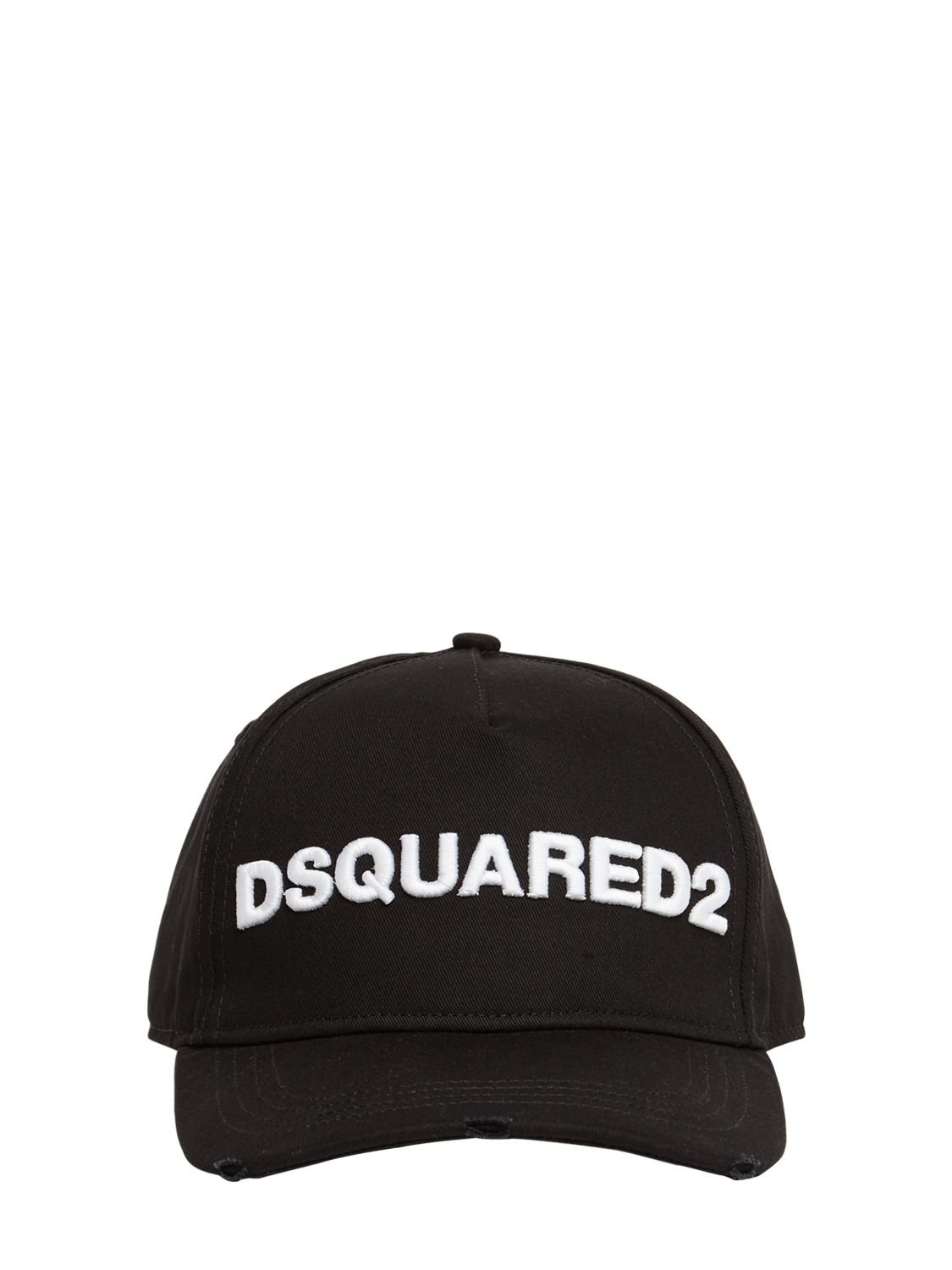 Dsquared2 Logo Embroidered Cotton Gabardine Cap In Black,white