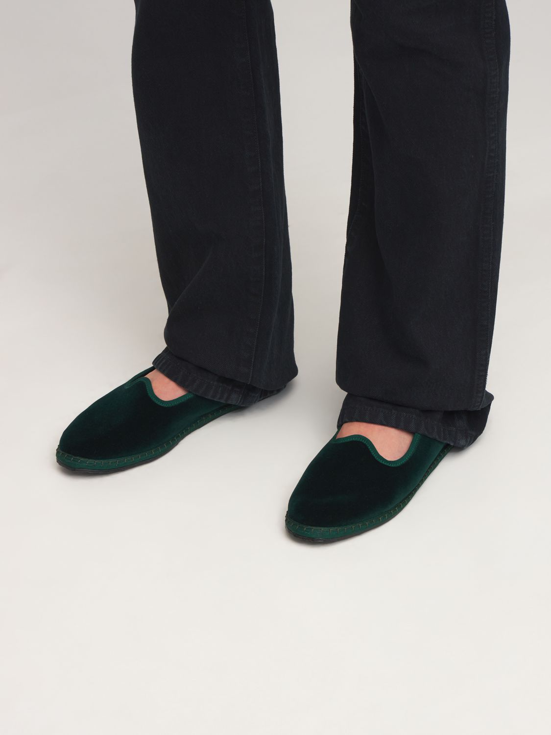 Shop Vibi Venezia 10mm Laguna Velvet Slippers In Green