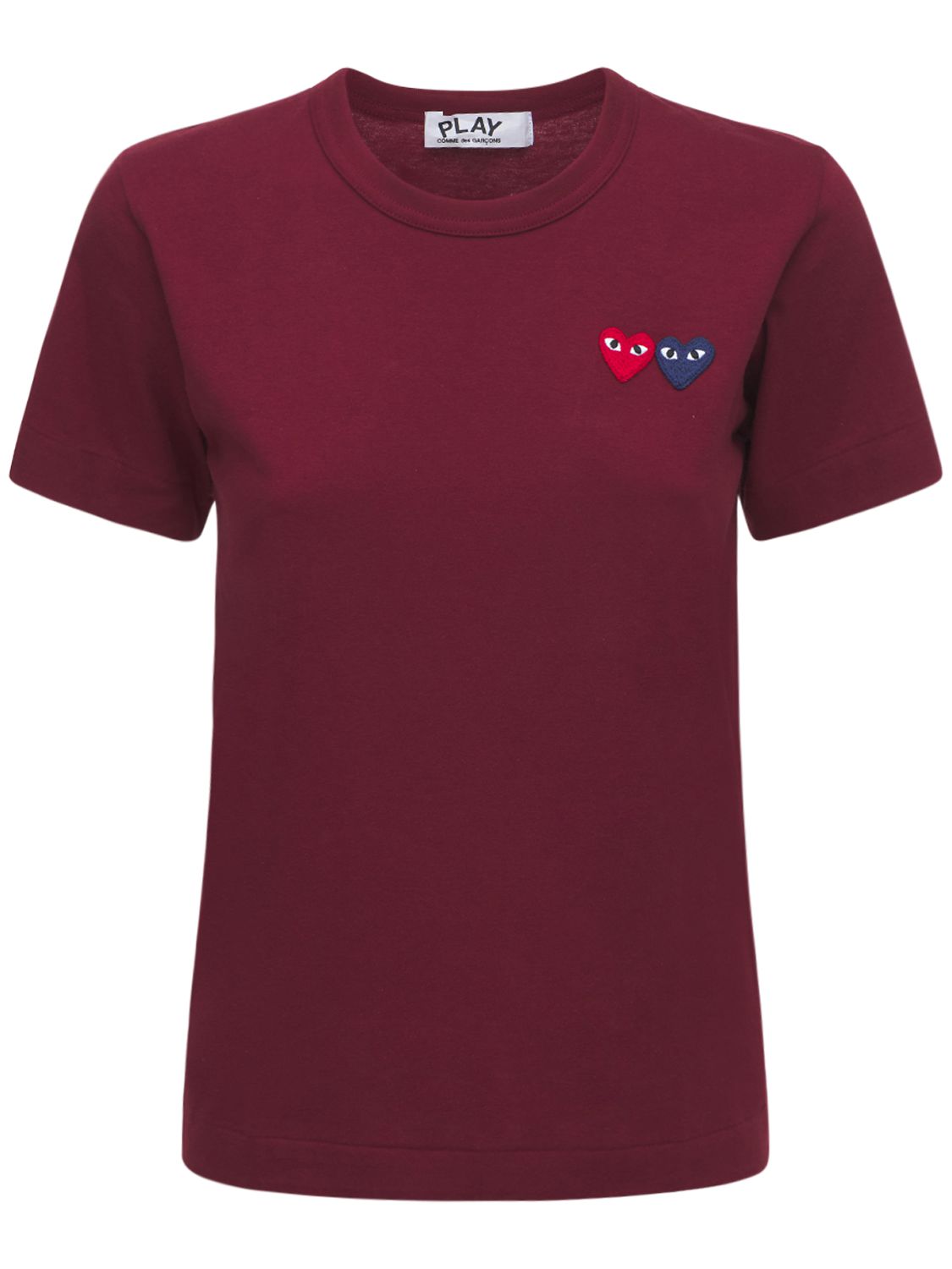 Image of Embroidered Hearts Cotton T-shirt