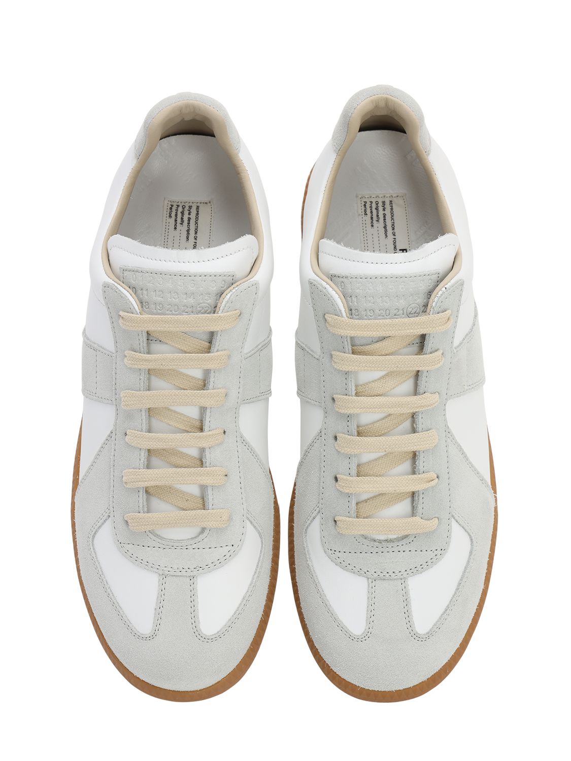 Shop Maison Margiela Replica Leather & Suede Low Top Sneakers In Off-white