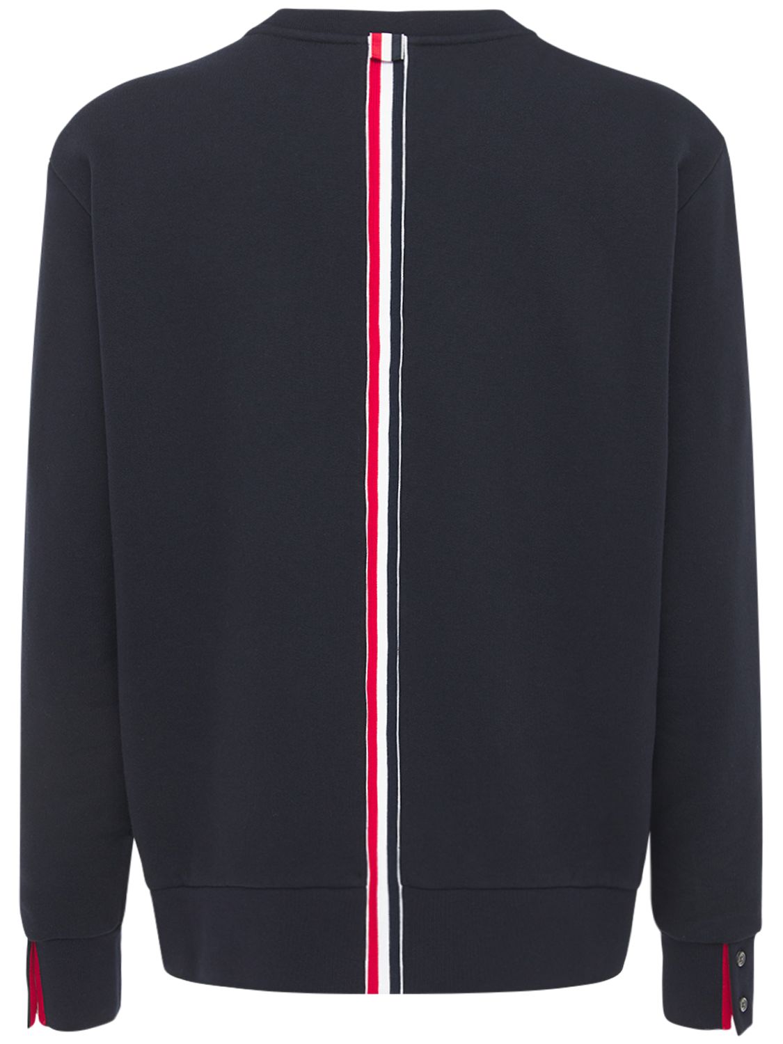 Cotton Jersey Sweatshirt W/ Knit Stripe