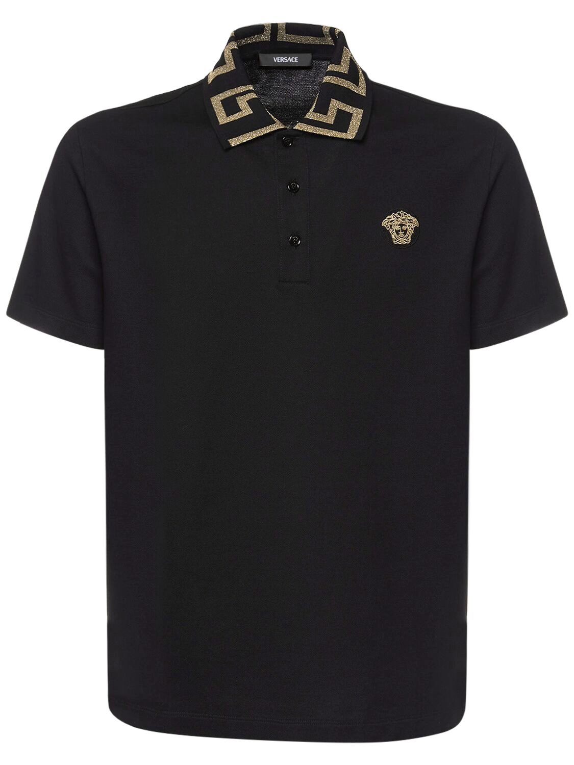 Polo Taylor En Coton Détail Greca - VERSACE - Modalova