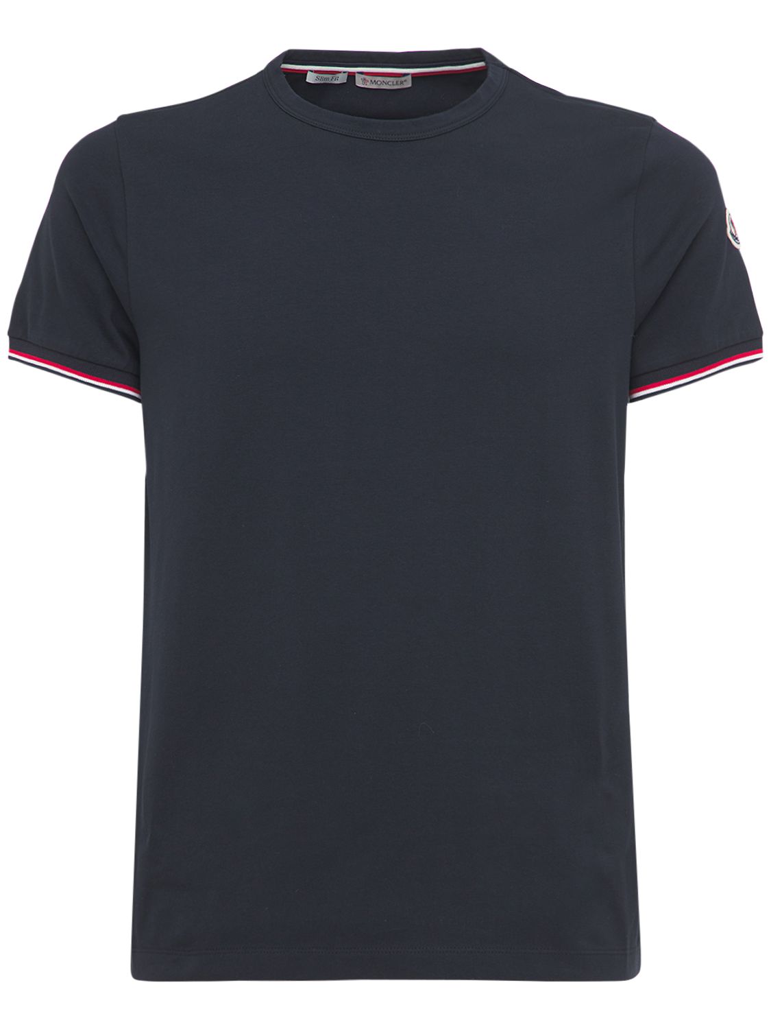 Moncler Stretch Cotton Jersey T-shirt In Navy
