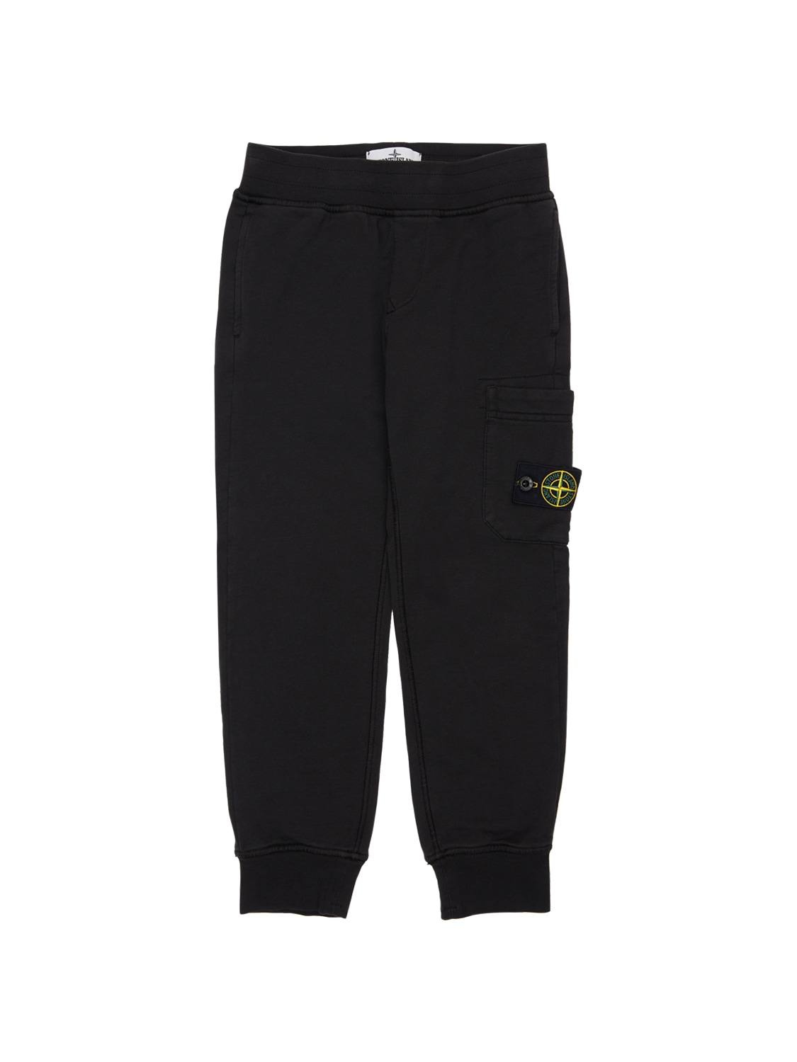 Stone Island Men Black Cotton Fleece Jogger Trousers In Black