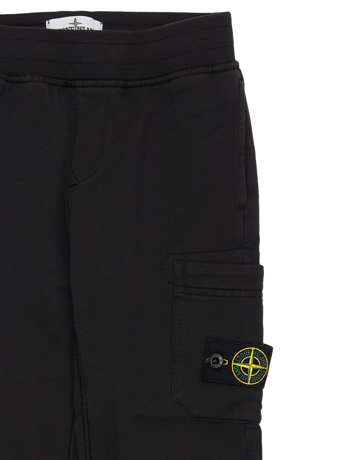 Stone Island Men Black Cotton Fleece Jogger Trousers In Black