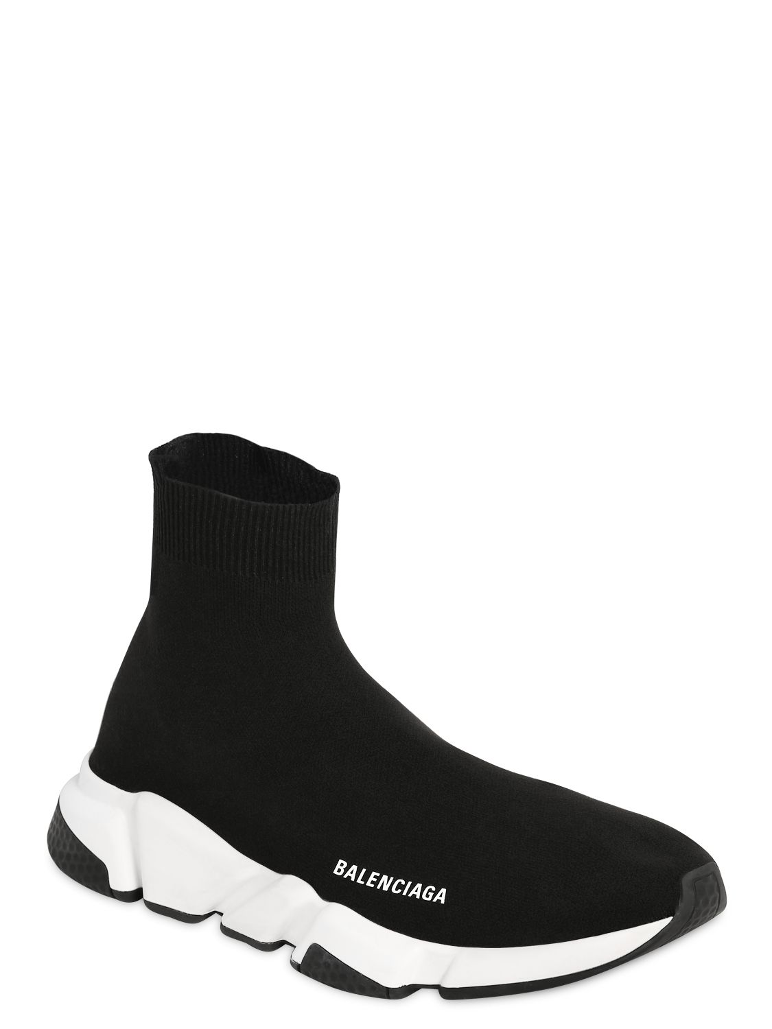 Shop Balenciaga Speed Knit Sport Sneakers In Black,white