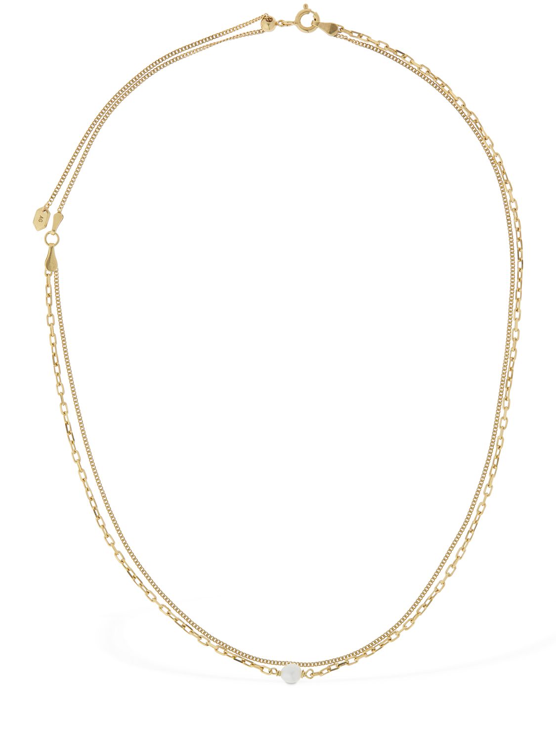 Cantare Double Chain Necklace W/ Pearl