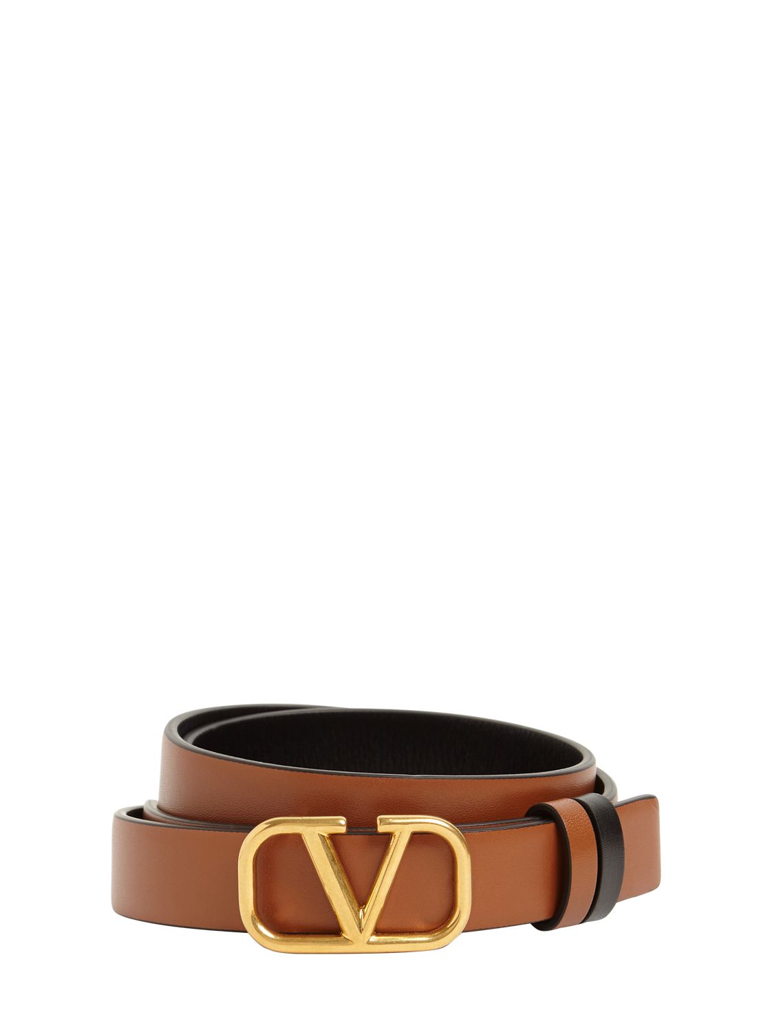 Valentino Garavani 2cm Reversible V Logo Leather Belt In Selleria,black