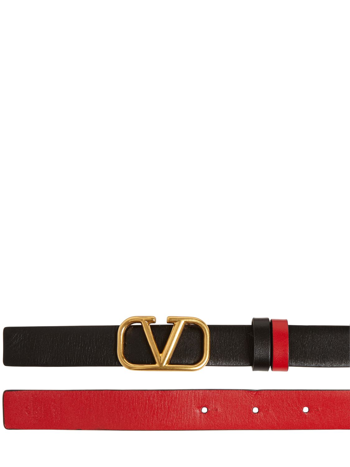 Valentino Signature Vlogo Reversible Belt In Black,red