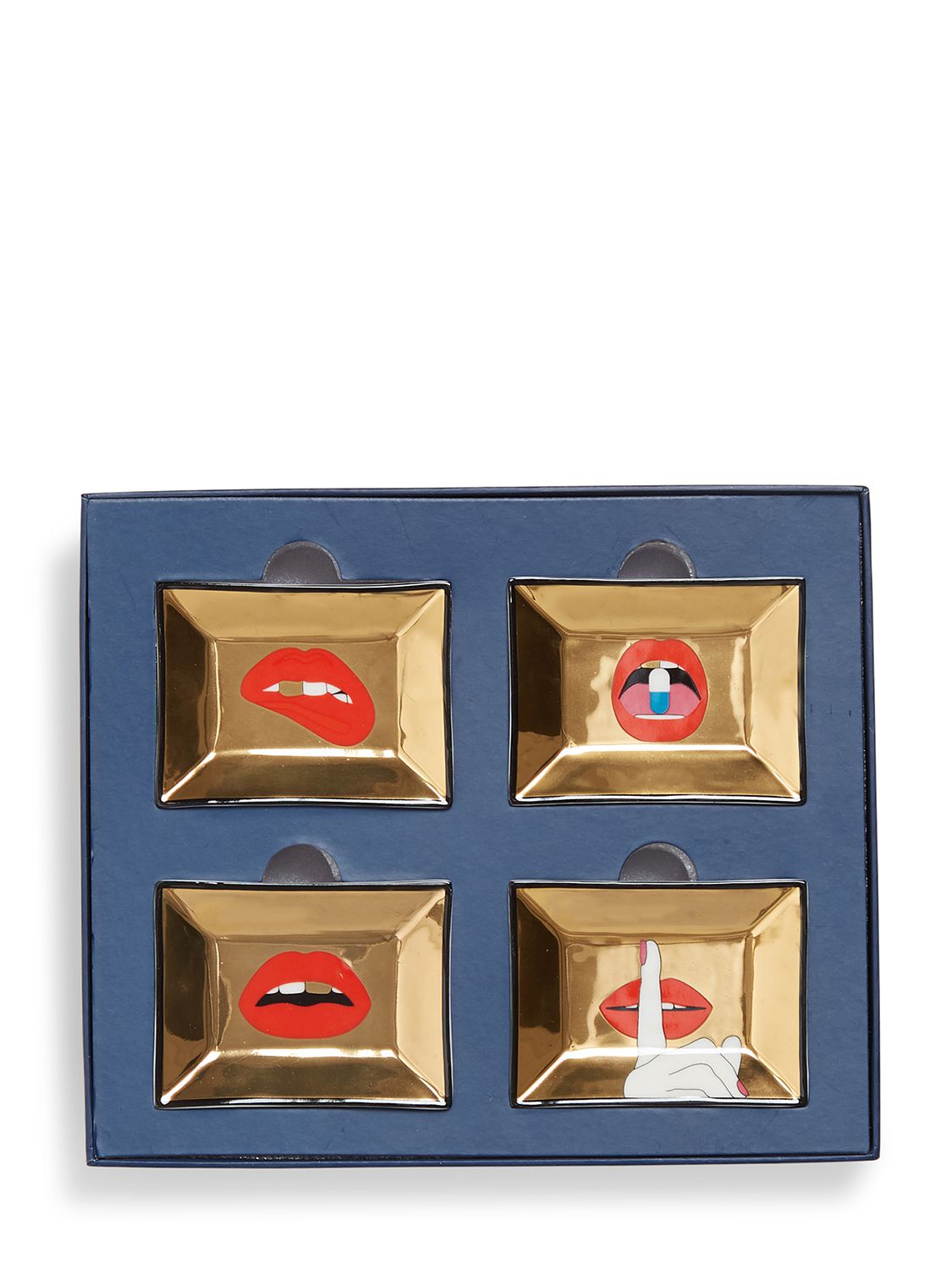 Jonathan Adler Set Of 4 Petite Full Dose Trays In Gold