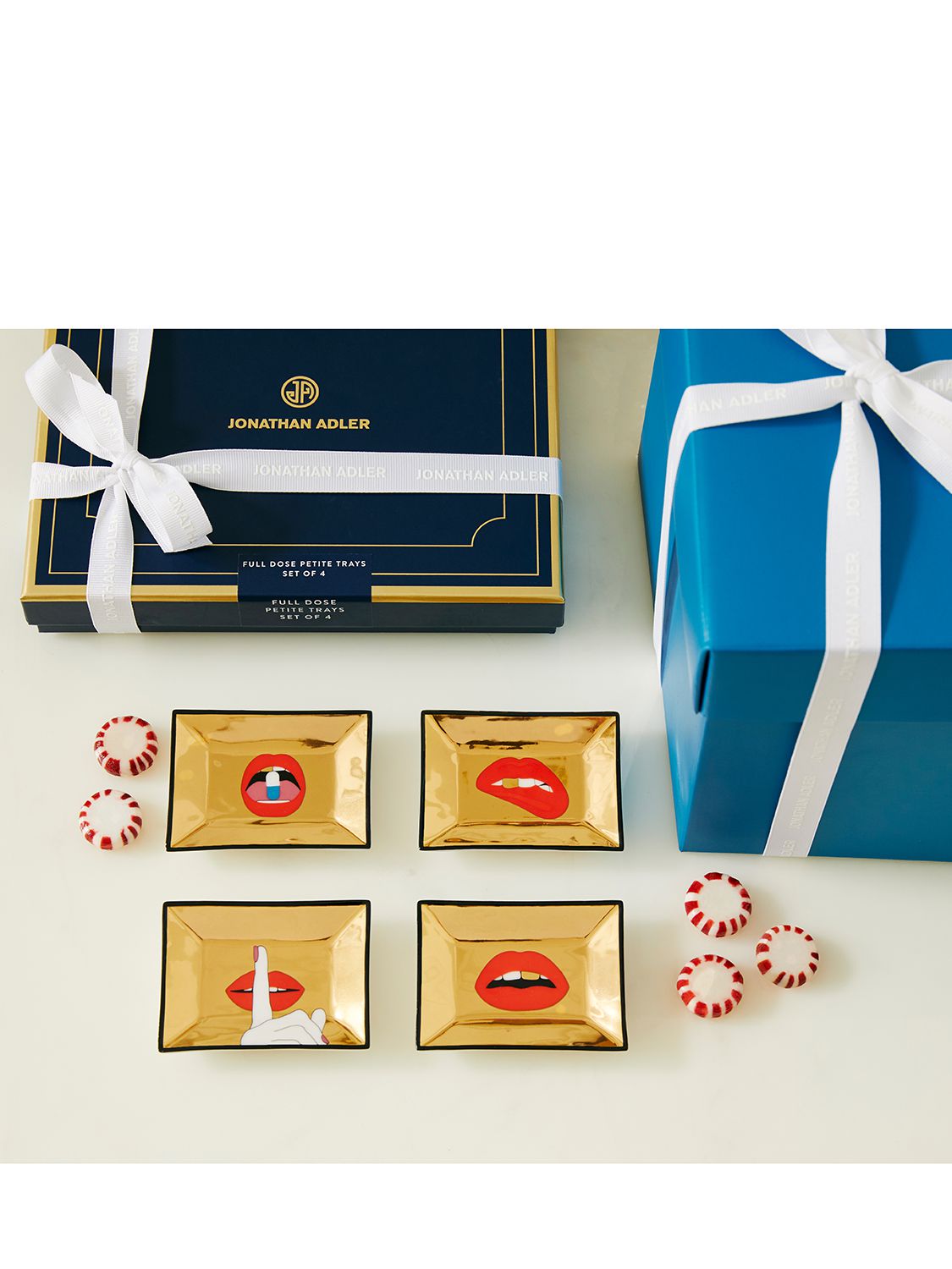 Jonathan Adler Set Of 4 Petite Full Dose Trays In Gold
