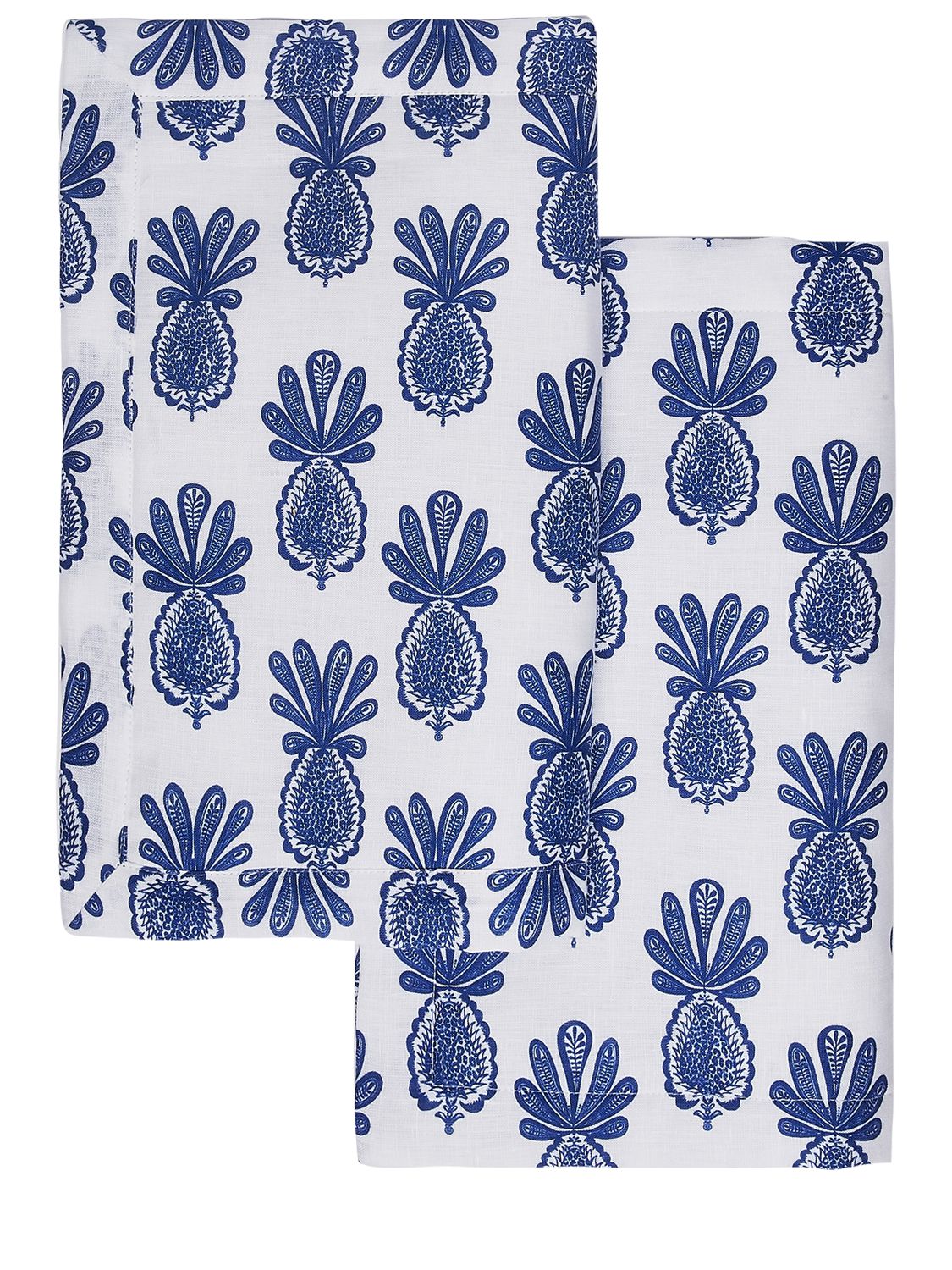 LA DOUBLE J Lot De 6 Serviettes De Table En Lin Motif Ananas