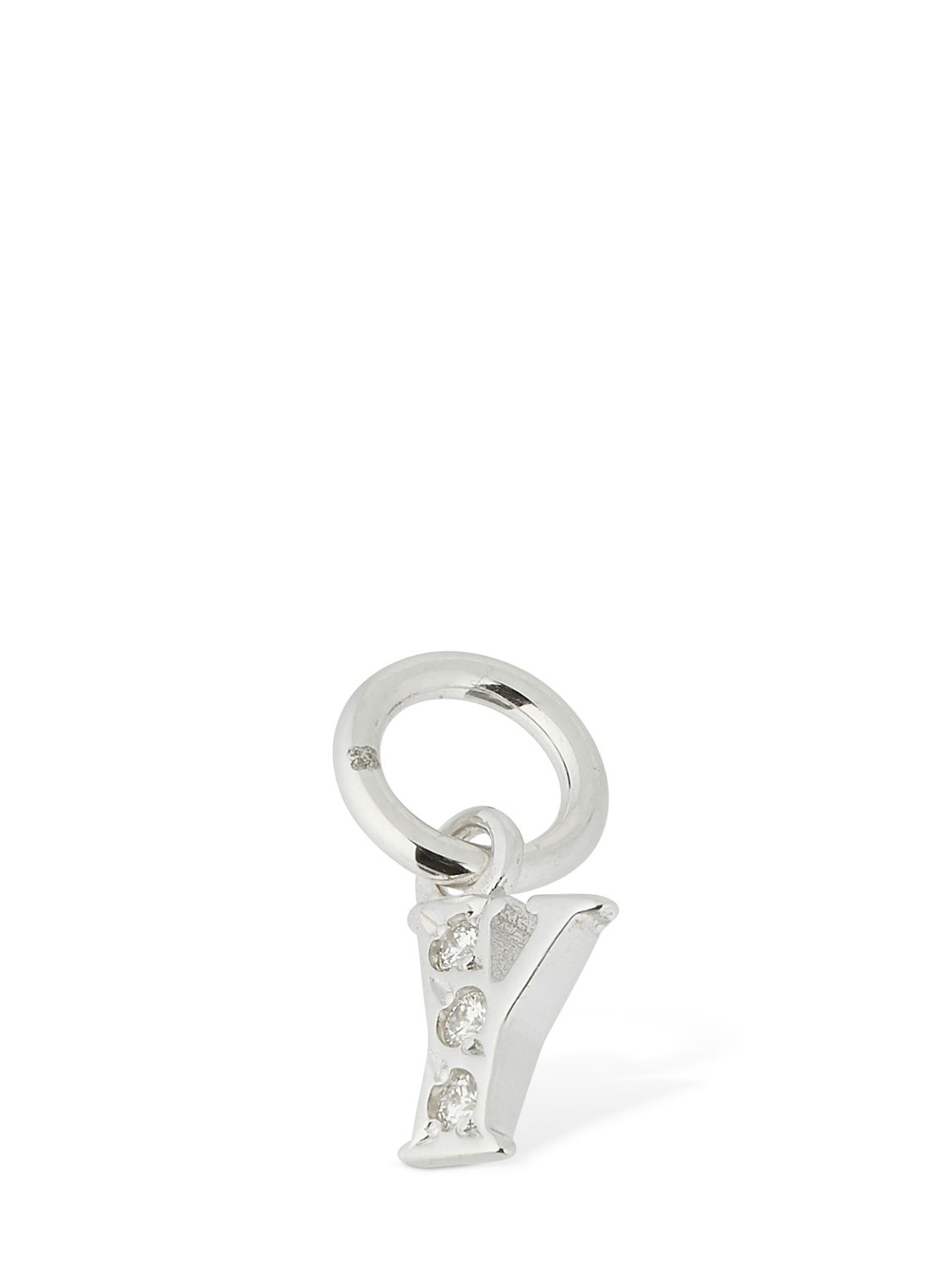 18kt White Gold Y Charm W/ Diamonds