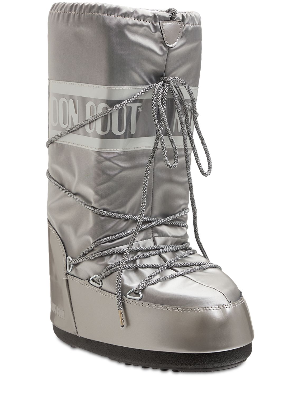 Shop Moon Boot Tall Icon Glance Metallic S In Silver