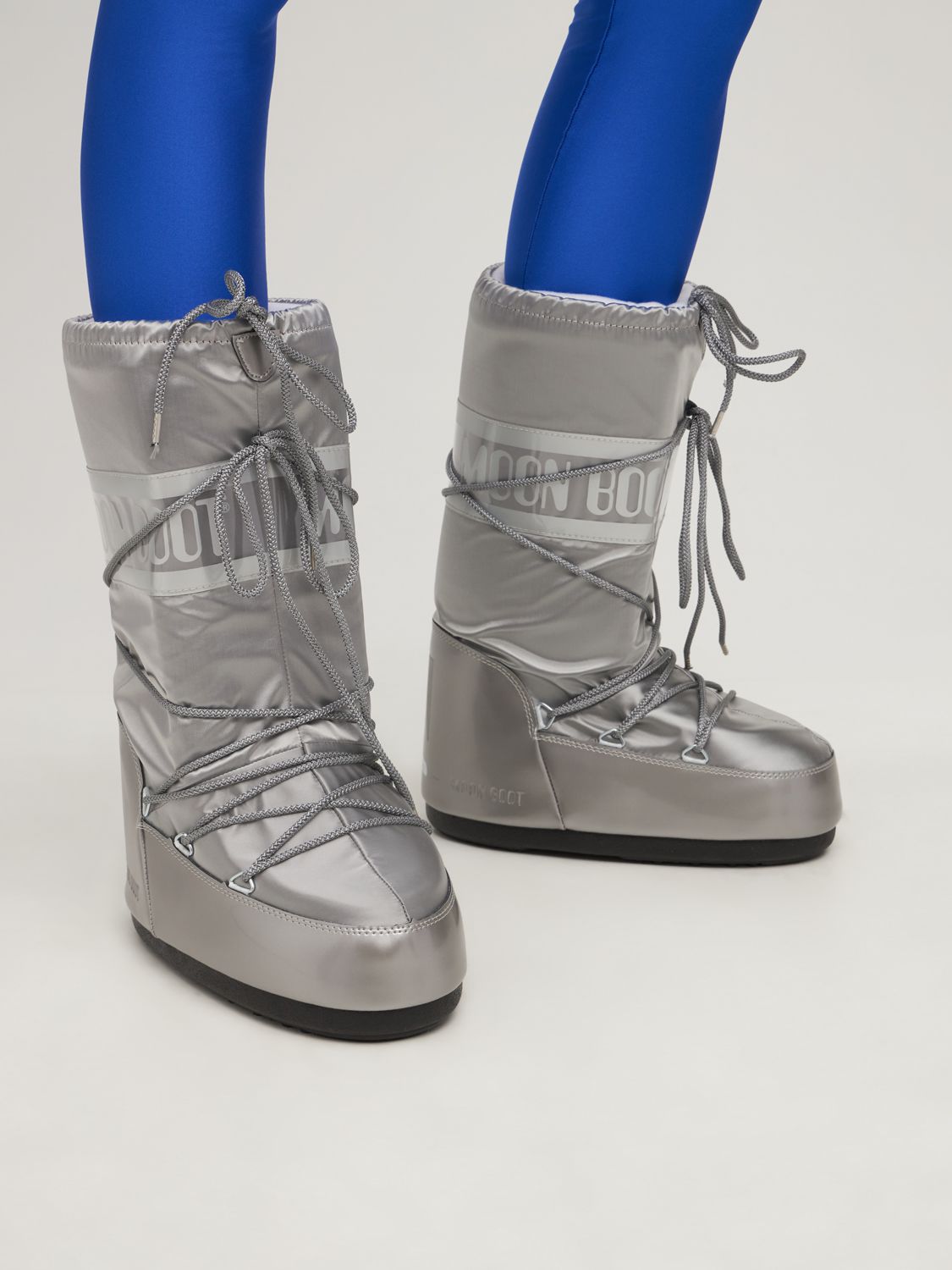 Shop Moon Boot Tall Icon Glance Metallic S In Silver