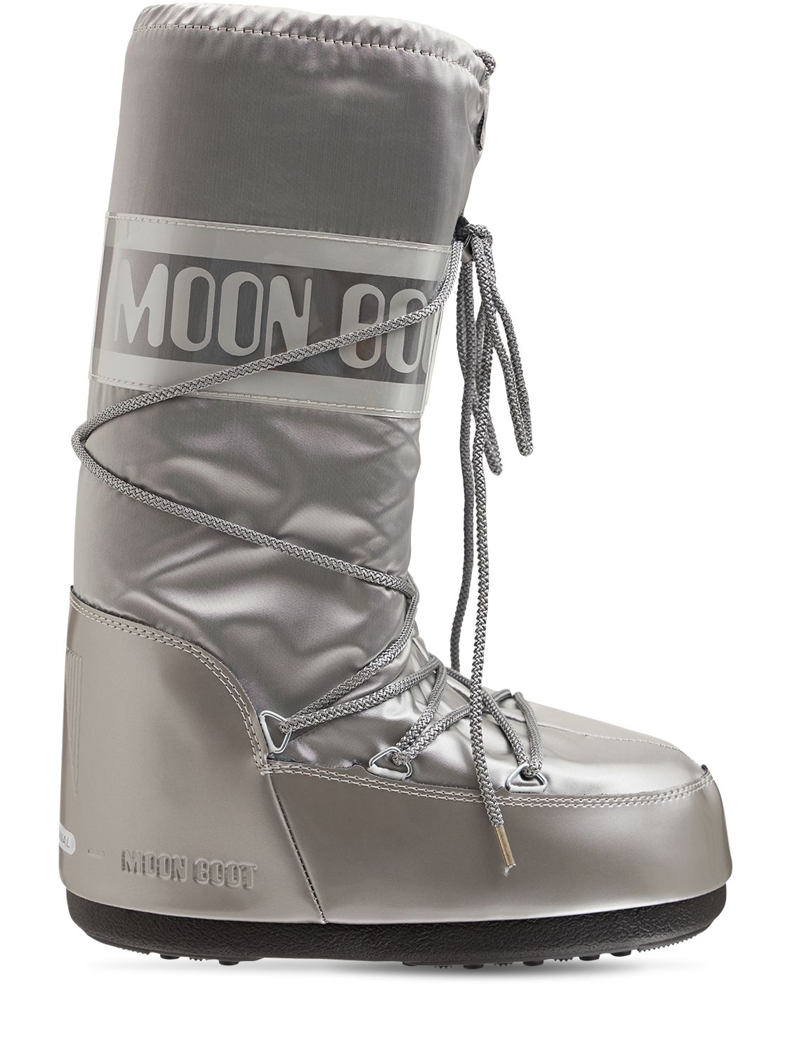 Shop Moon Boot Tall Icon Glance Metallic S In Silver