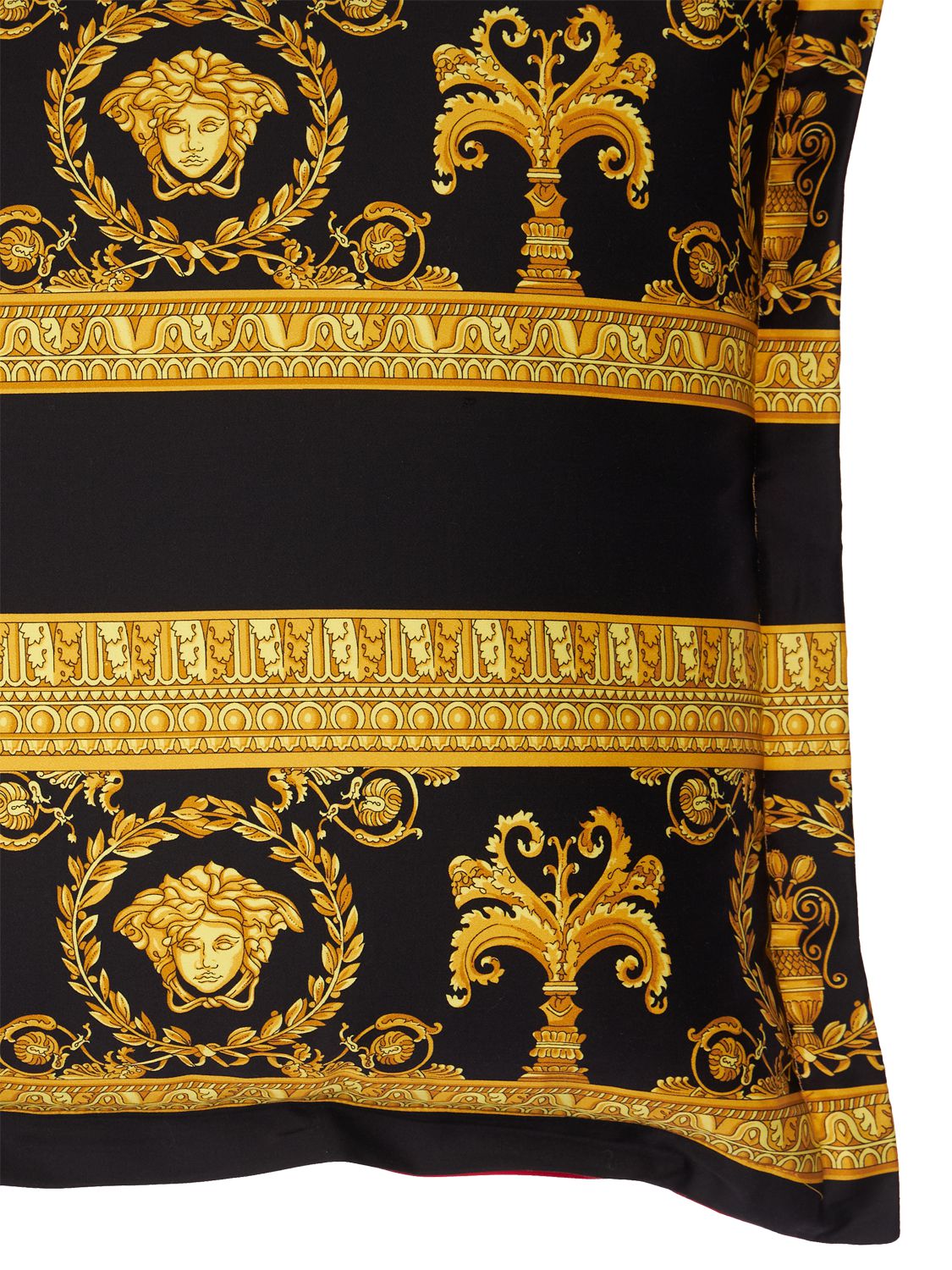 Versace Barocco Cotton Pillow In Black,red