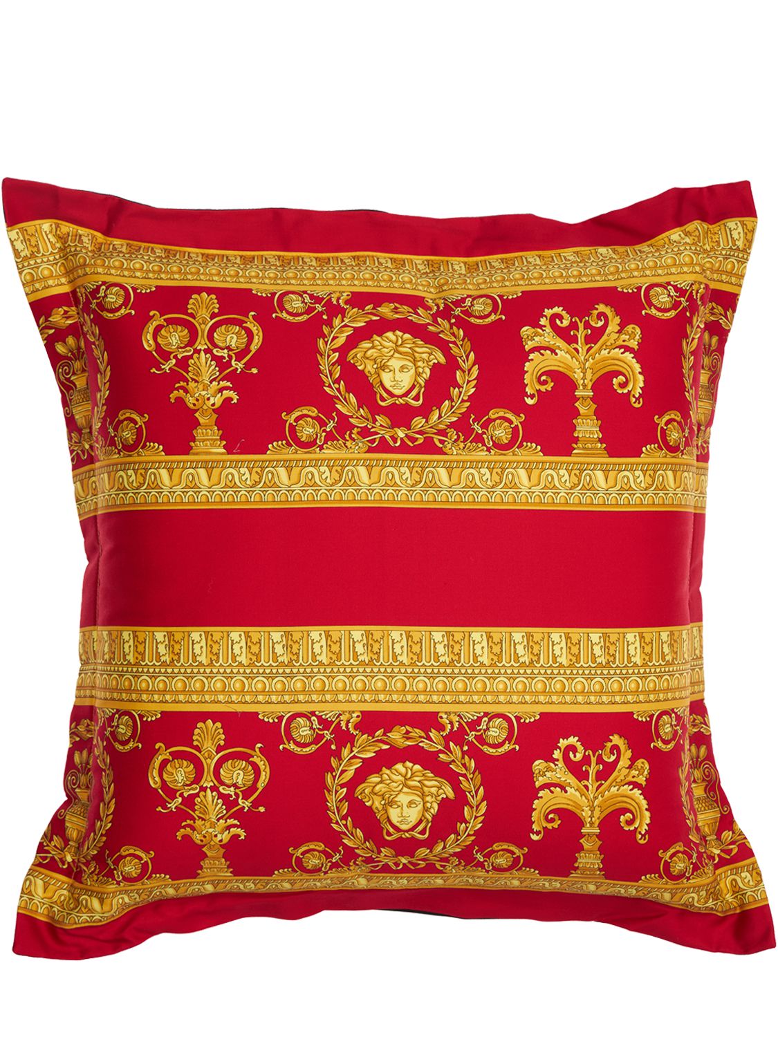Versace Barocco Cotton Pillow In Black,red