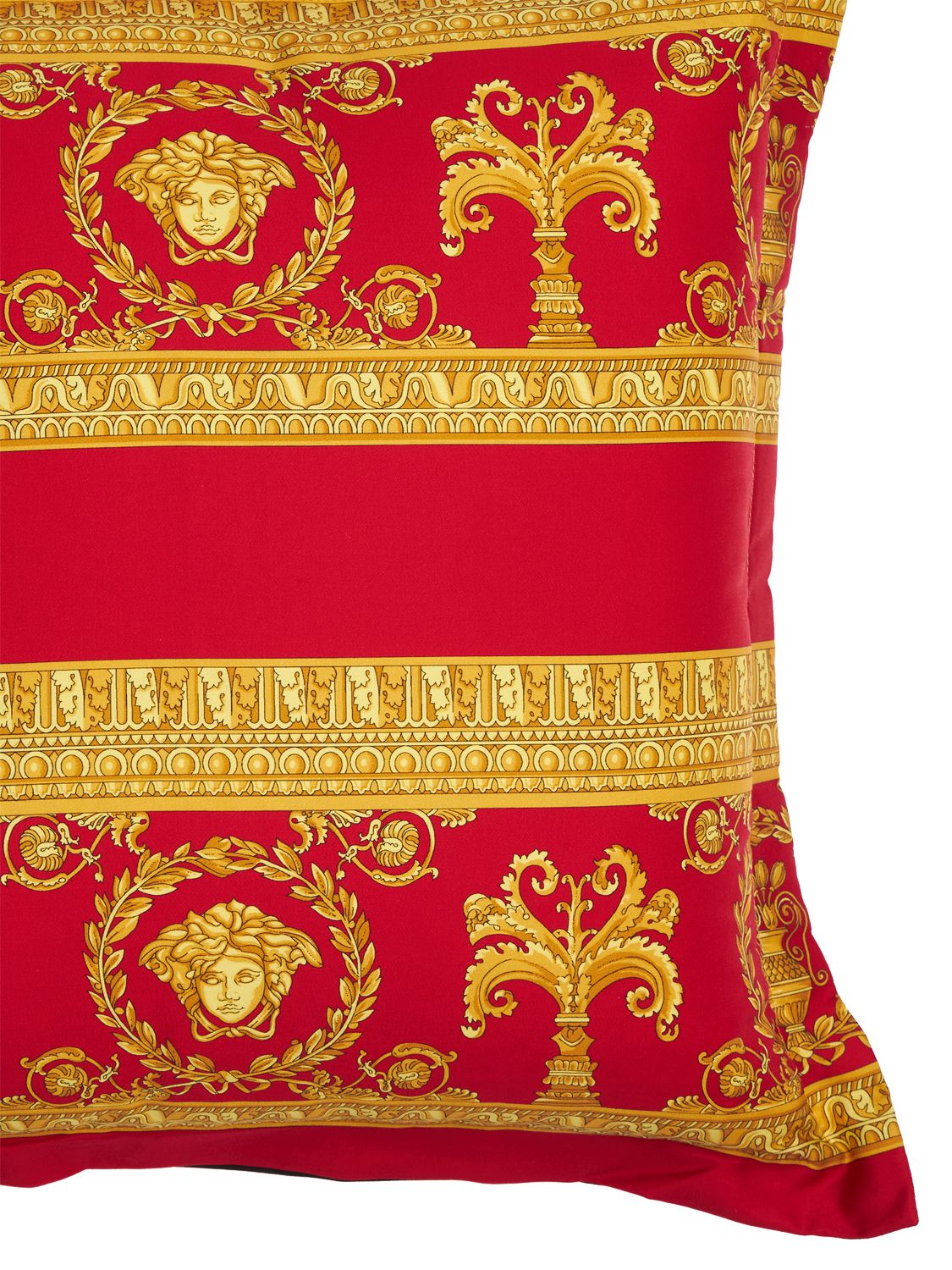 Versace Barocco Cotton Pillow In Black,red