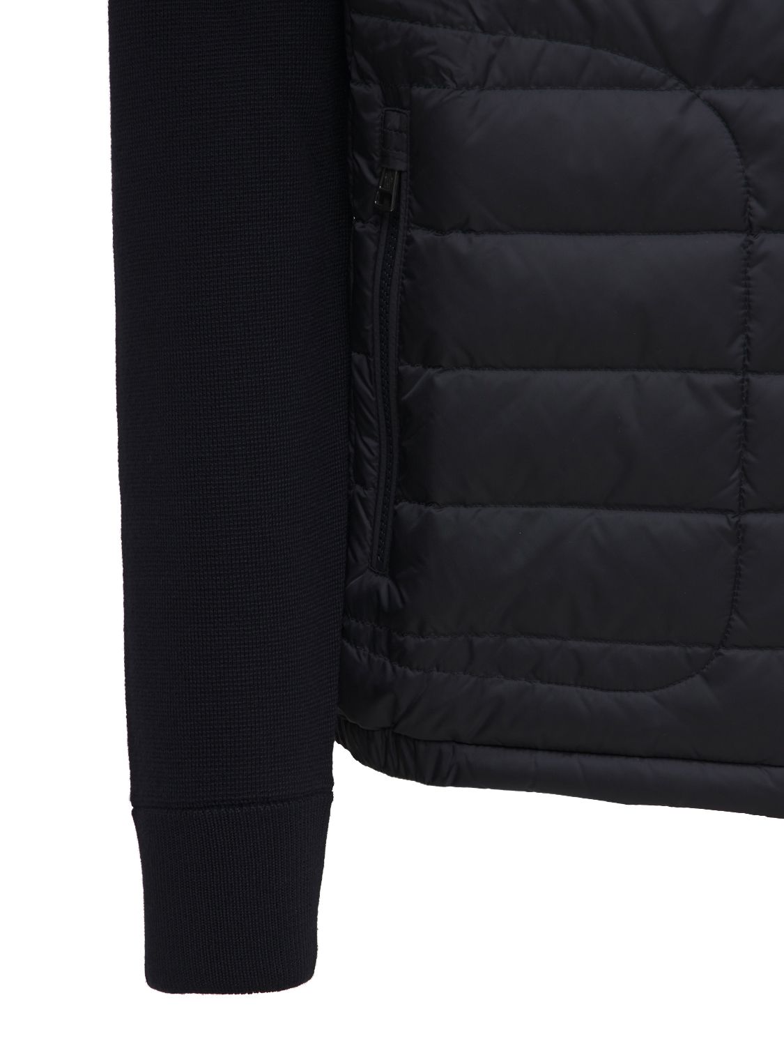 Shop Moncler Wool Blend Tricot Down Jacket In Navy