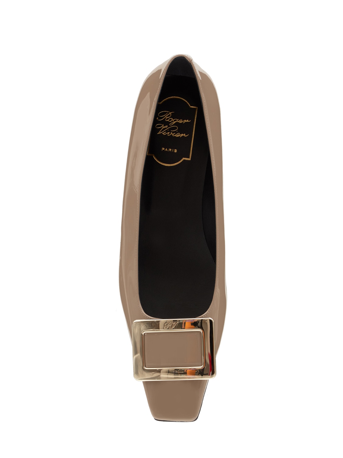 Shop Roger Vivier 25mm Belle Vivier Patent Leather Heels In Taupe