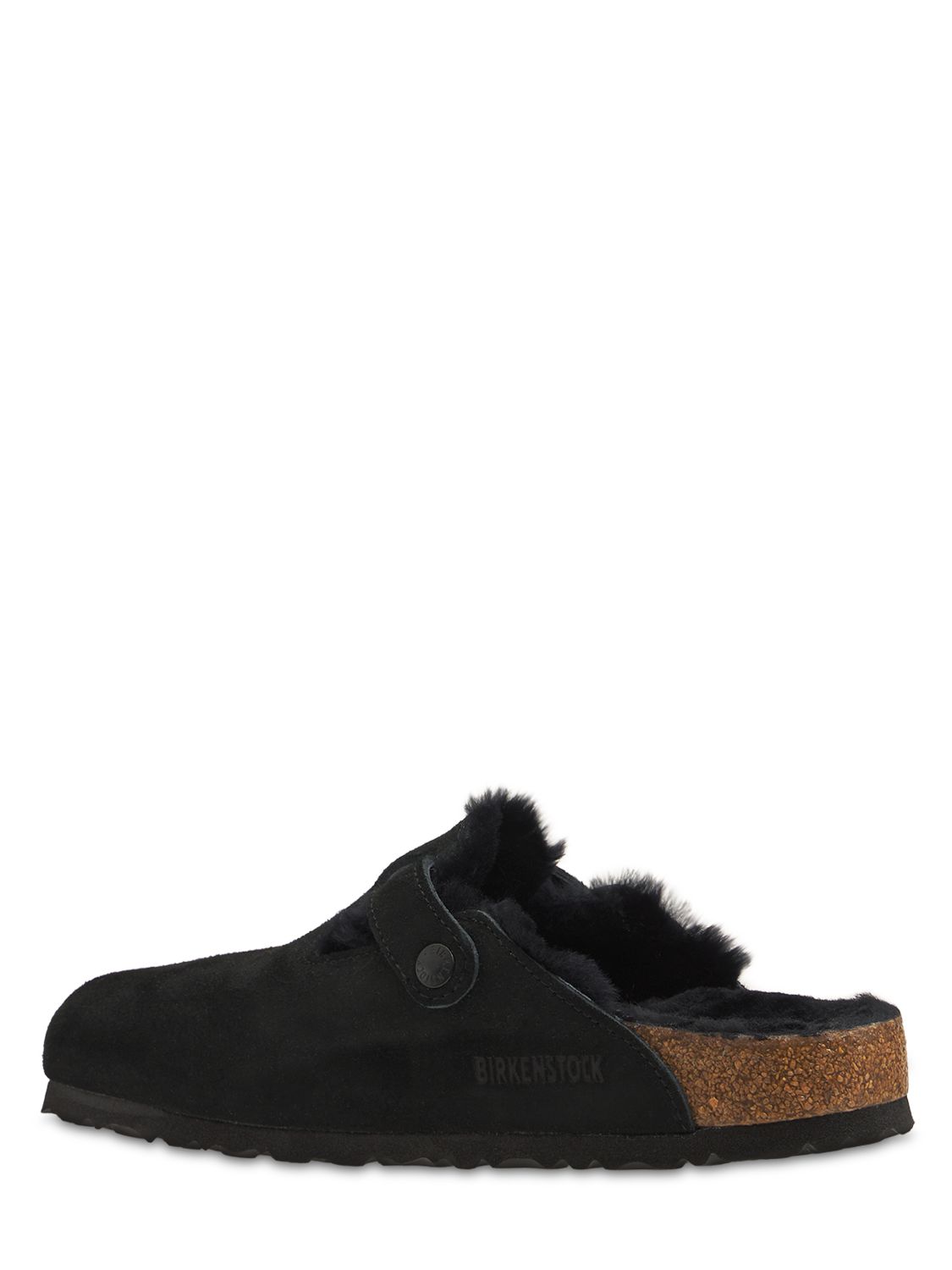 Shop Birkenstock Boston Shearling & Suede Loafers In Schwarz