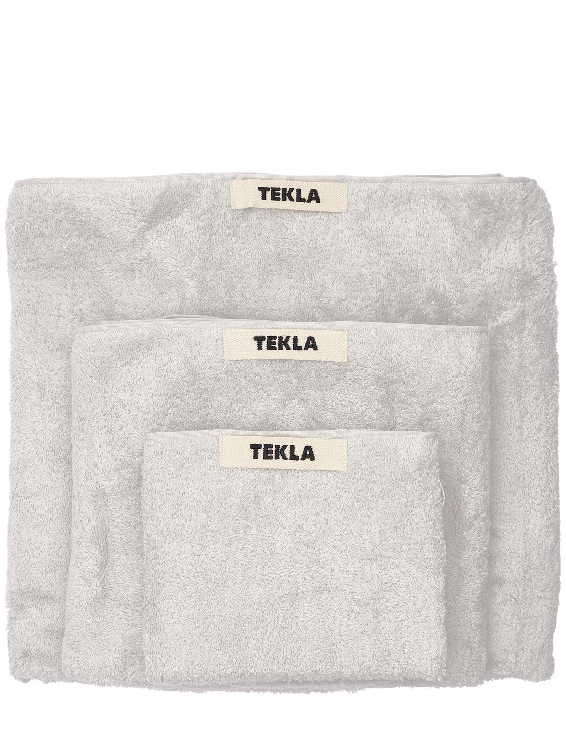Tekla Set Of 3 Organic Cotton Towels In Grey