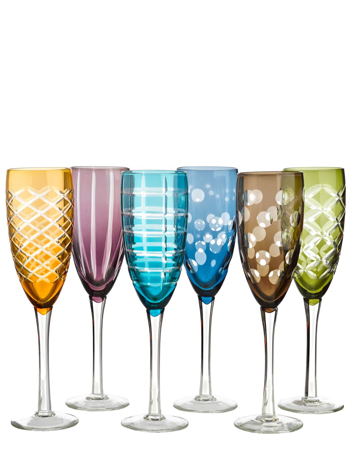 Polspotten Set Of 6 Tie Up Champagne Flutes In Multicolor