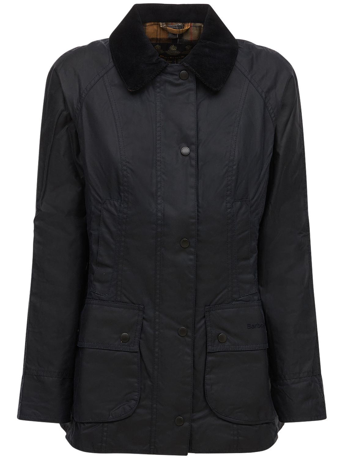 Barbour Beadnell Waxed Cotton Jacket In Black