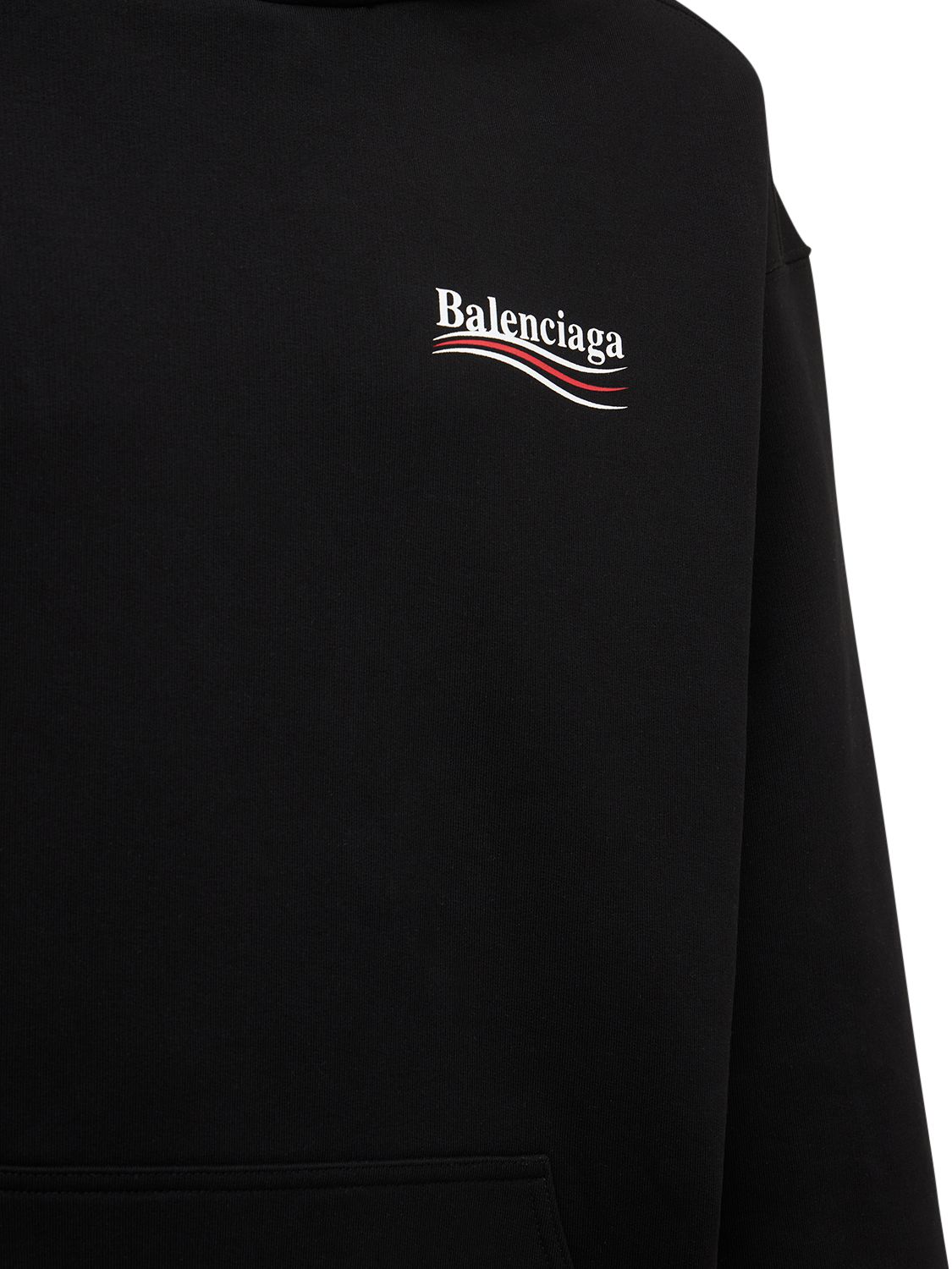 Shop Balenciaga Political Logo Cotton Sweatshirt Hoodie In Black