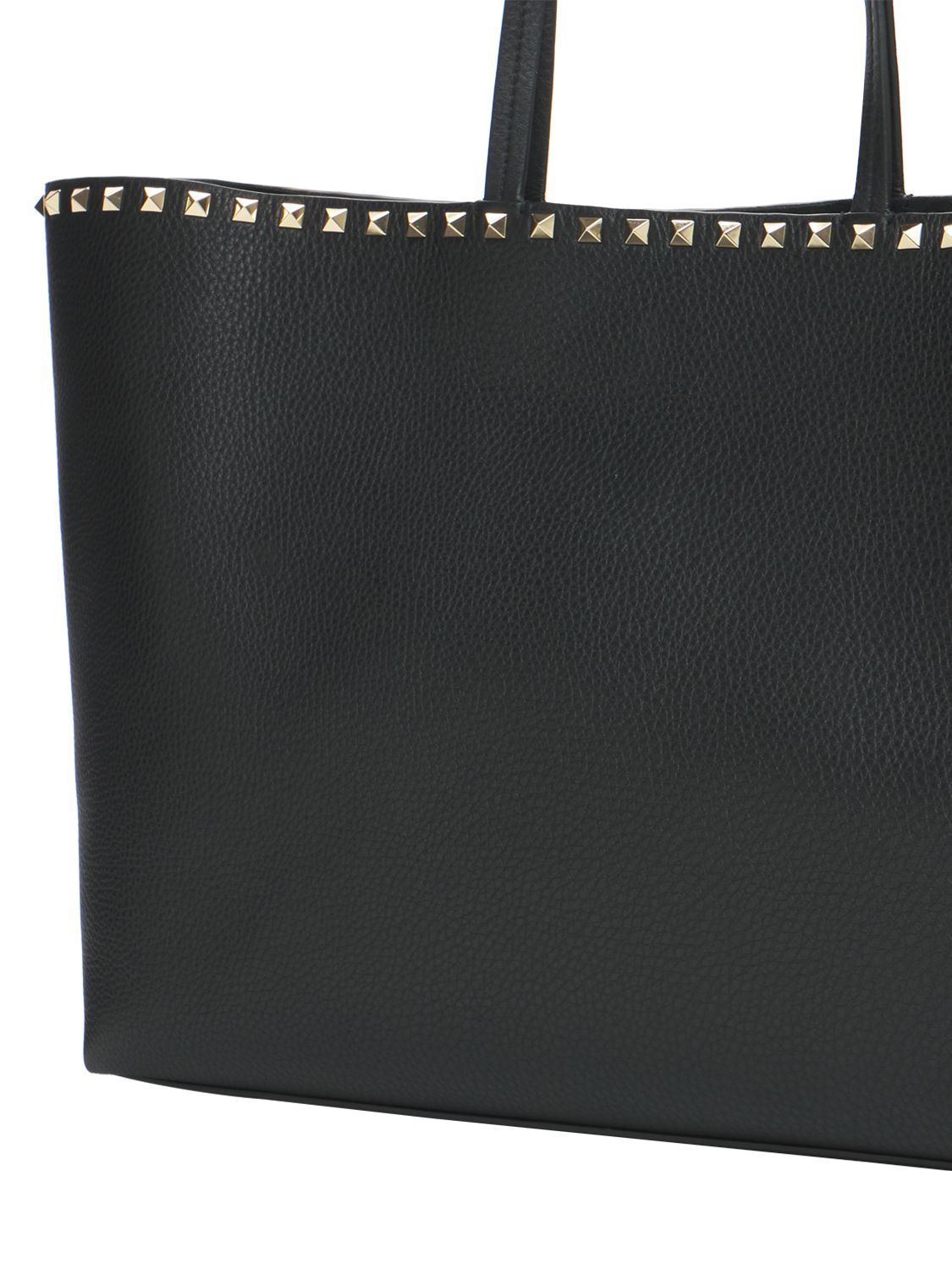 Shop Valentino Large Rockstud Leather Tote Bag In Black
