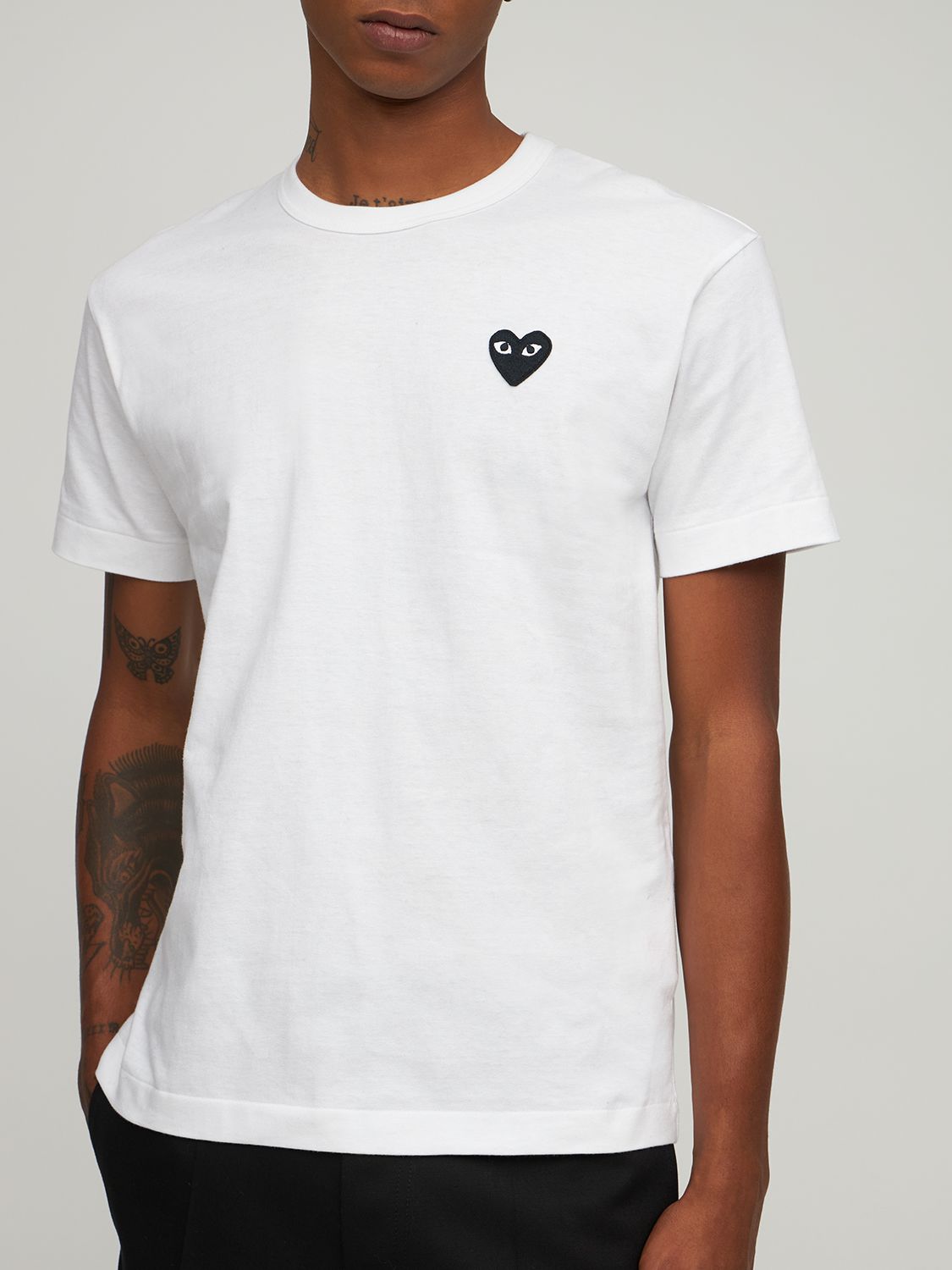 Shop Comme Des Garçons Play Black Heart Patch Cotton T-shirt In White