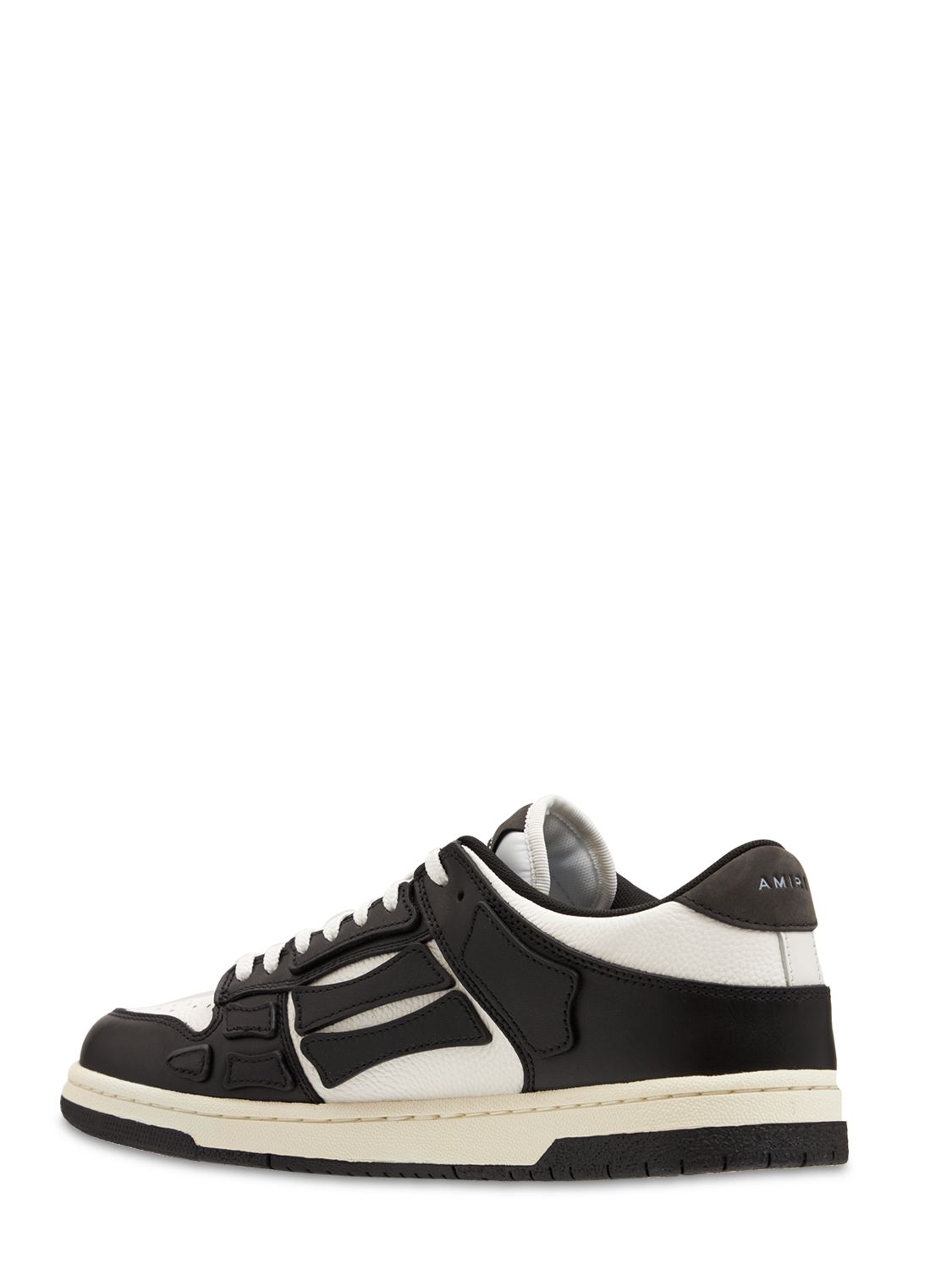 Shop Amiri Lvr Exclusive Skel-top Leather Sneakers In Black,white