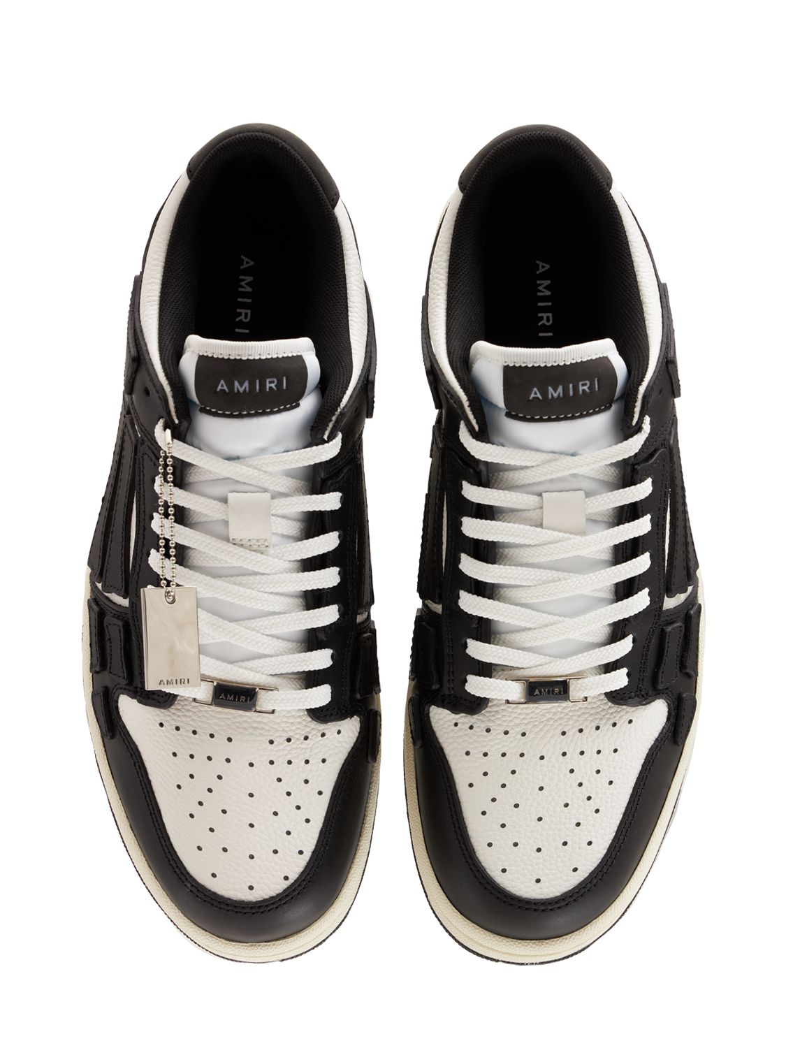 Shop Amiri Lvr Exclusive Skel-top Leather Sneakers In Black,white