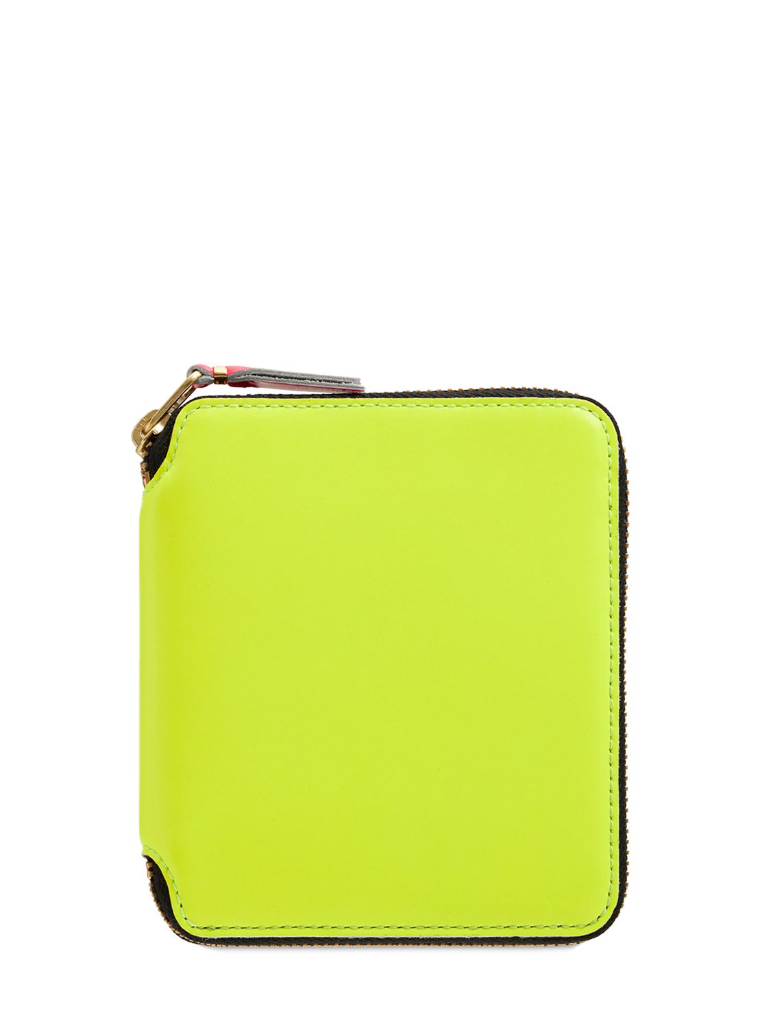 Comme Des Garçons Super Fluo Leather Wallet In Green