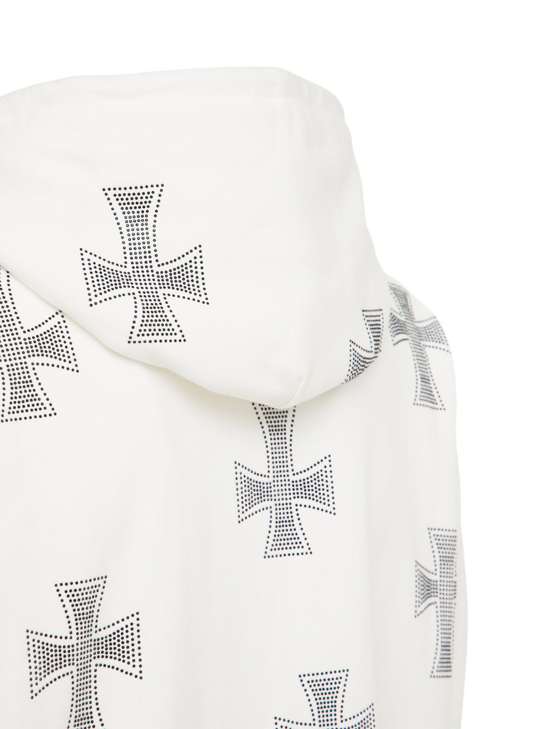 Shop Unknown White Rhinestone Cross Cotton Hoodie