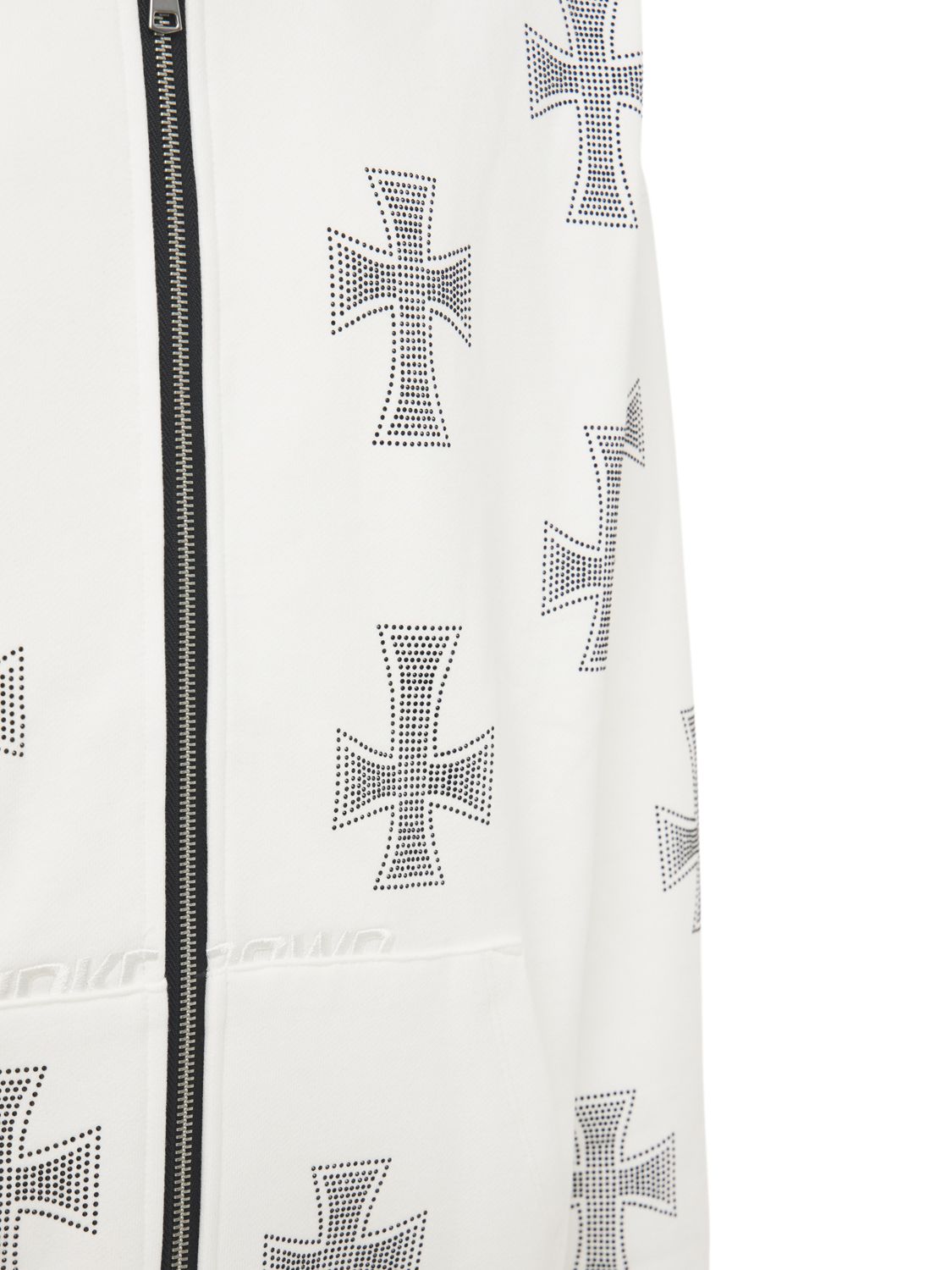 Shop Unknown White Rhinestone Cross Cotton Hoodie