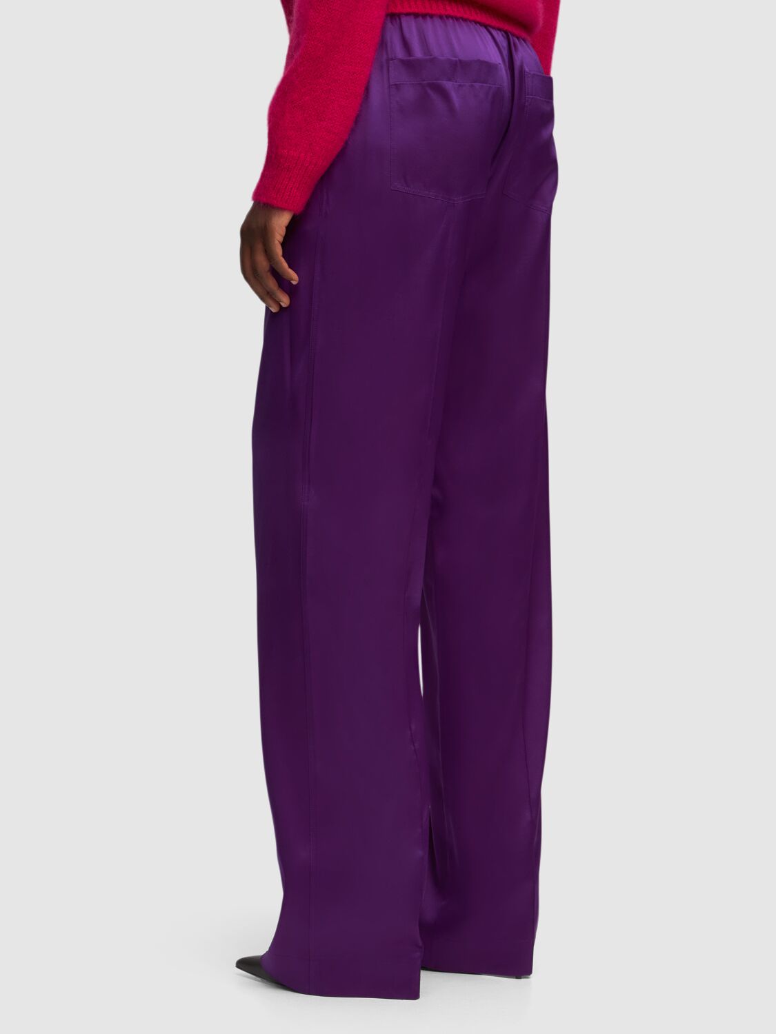 Tom Ford Velvet-trimmed Stretch-silk Satin Pants In Purple
