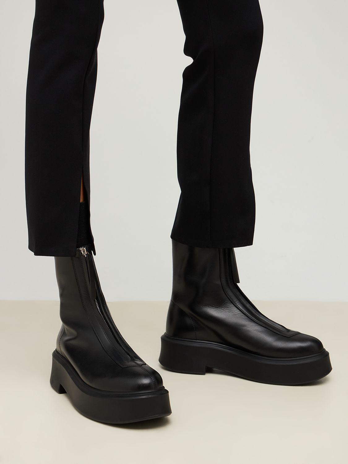 Shop The Row 50mm Zipped Leather Ankle Boots In Black