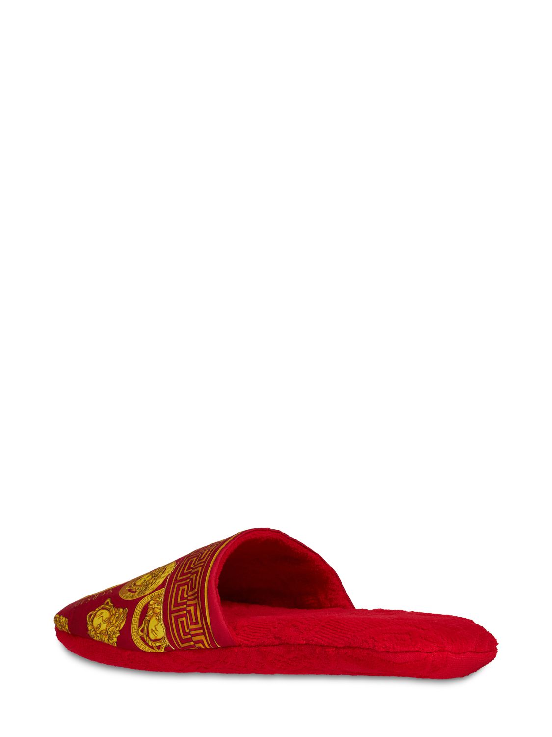 Shop Versace Medusa Amplified Slippers In Rosso-oro