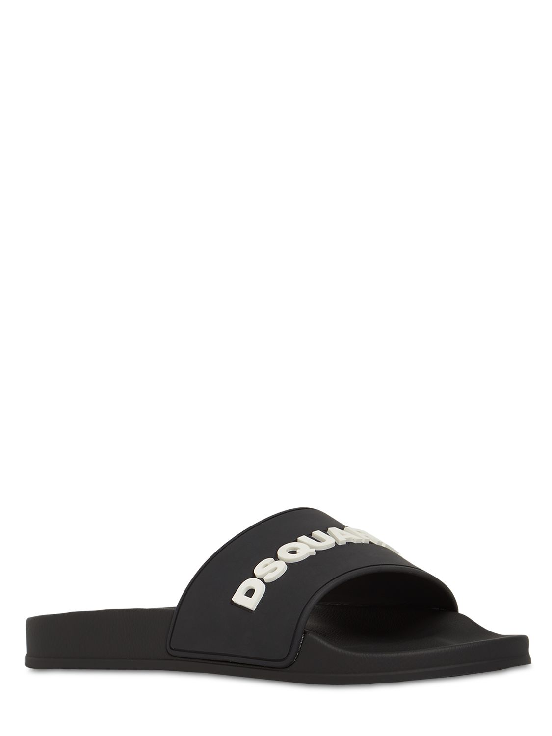 Shop Dsquared2 Logo Rubber Slide Sandals In Black
