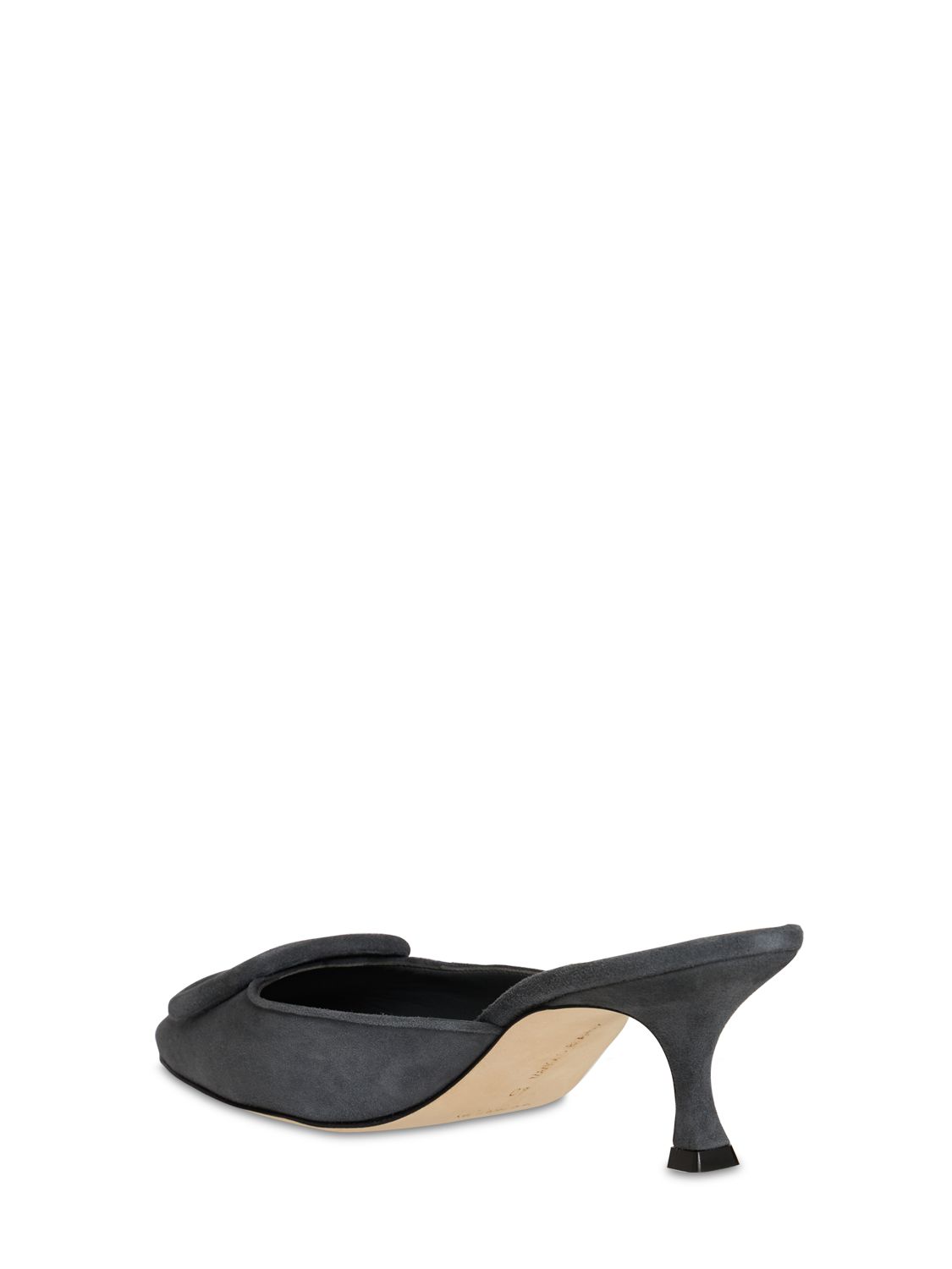 Shop Manolo Blahnik 50mm Maysale Suede Mules In Dark Grey