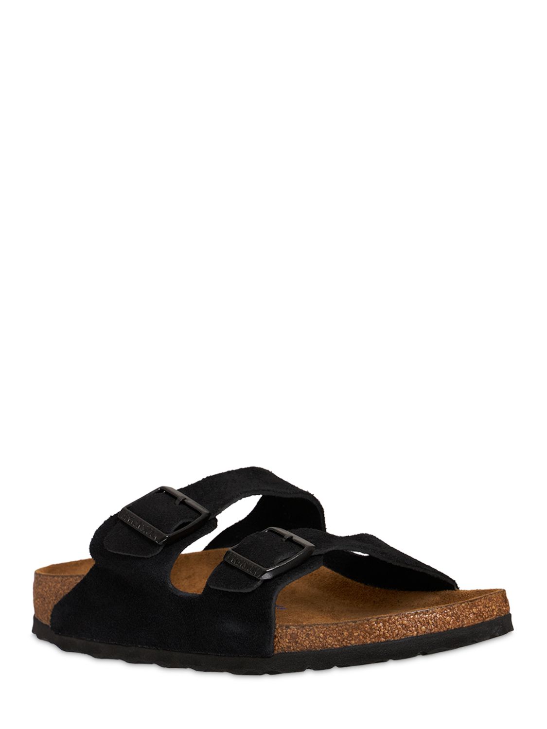 Shop Birkenstock Arizona Sfb Suede Sandals In Black