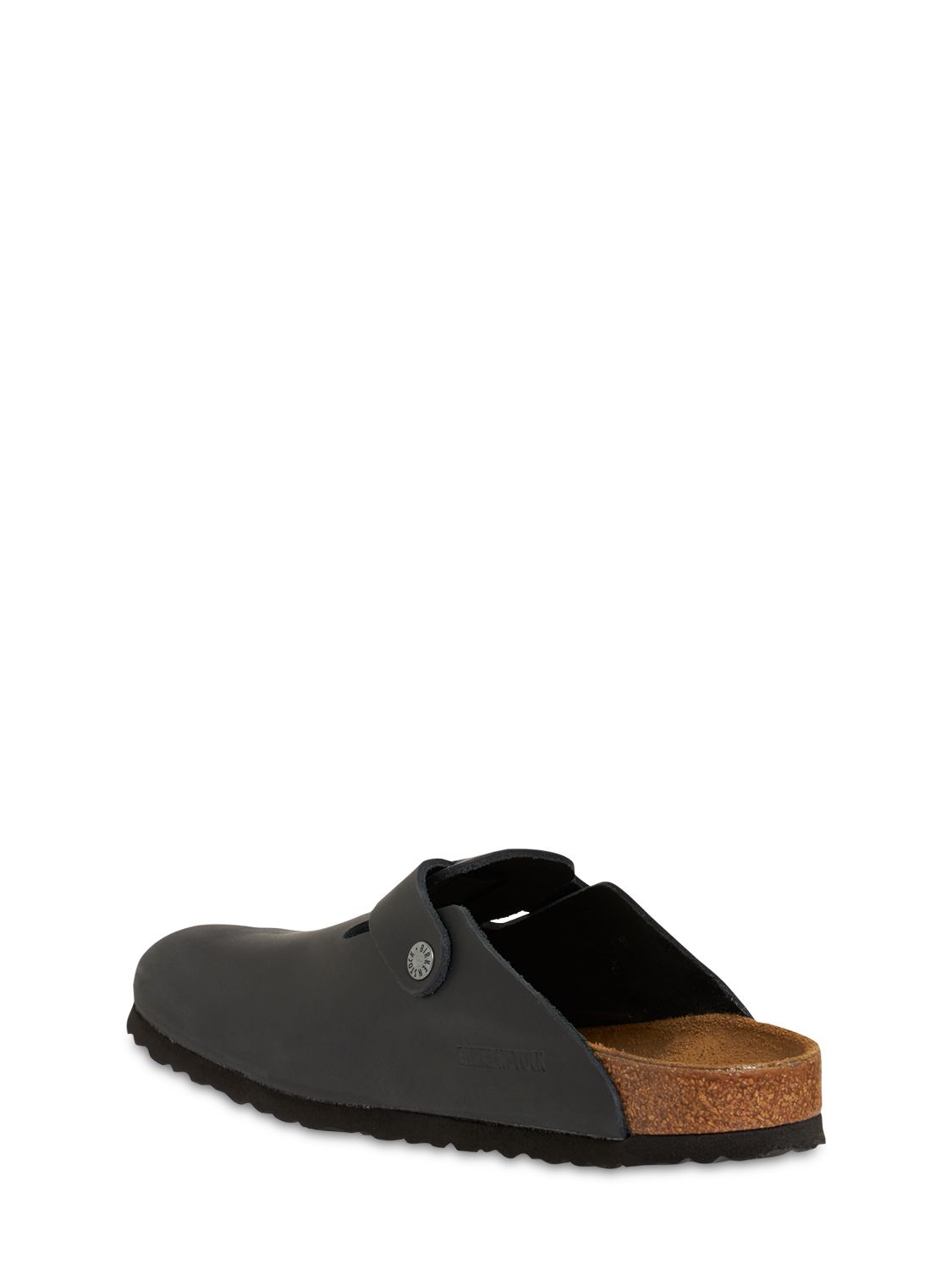 Shop Birkenstock Boston Sfb Leather Sandals In Black