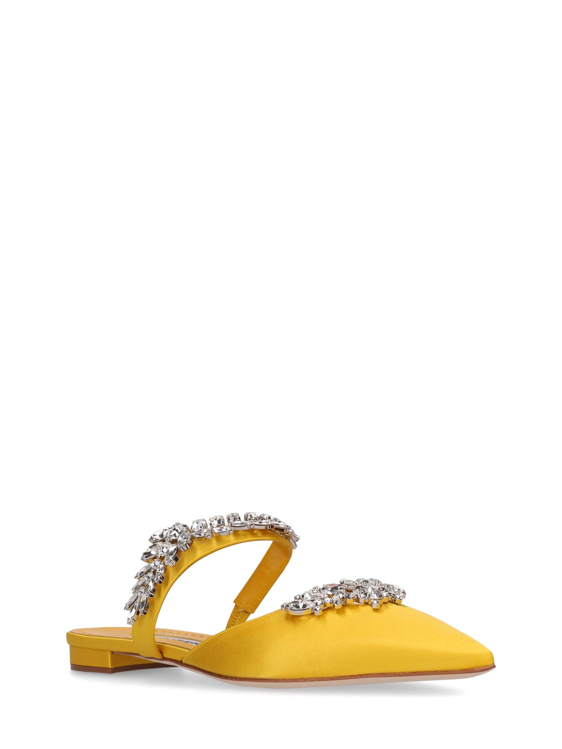 Manolo Blahnik Lurum Satin Flat In Yellow